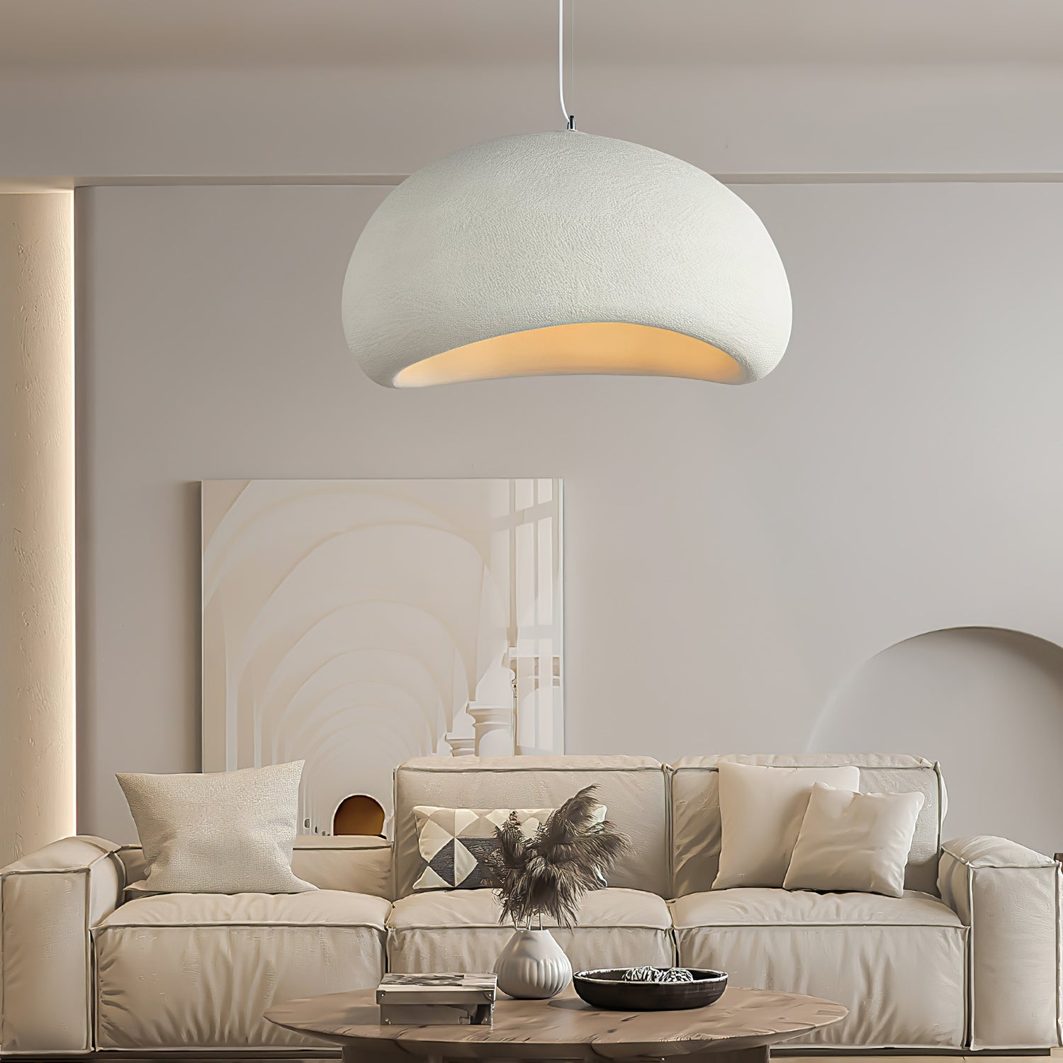 Solara Pendant Lamp Plaster Half Dome Plug In Wabi Sabi - Neutralighting