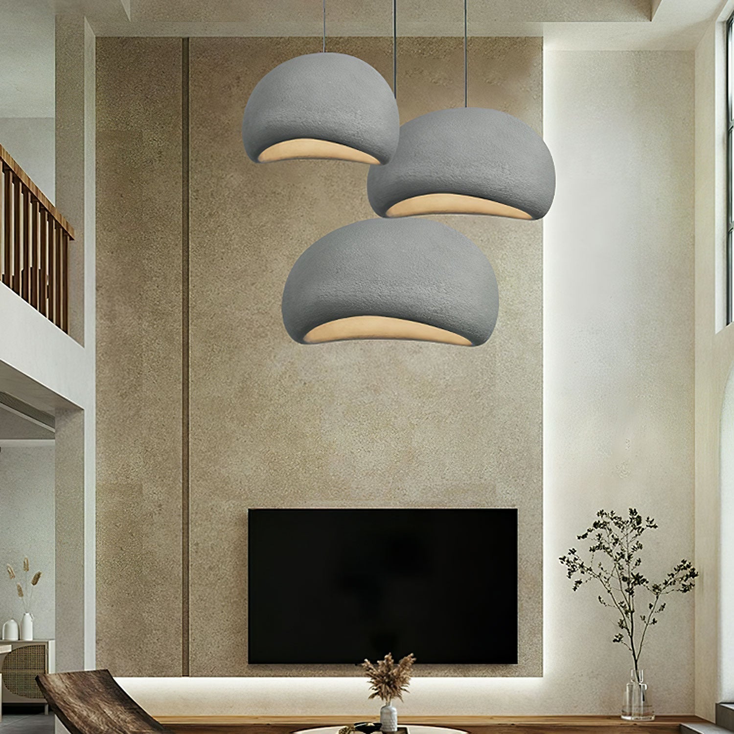 Solara Pendant Lamp Plaster Half Dome Plug In Wabi Sabi - Neutralighting