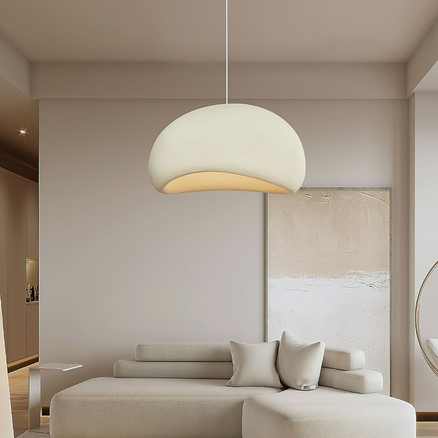 Solara Pendant Lamp Plaster Half Dome Plug In Wabi Sabi - Neutralighting