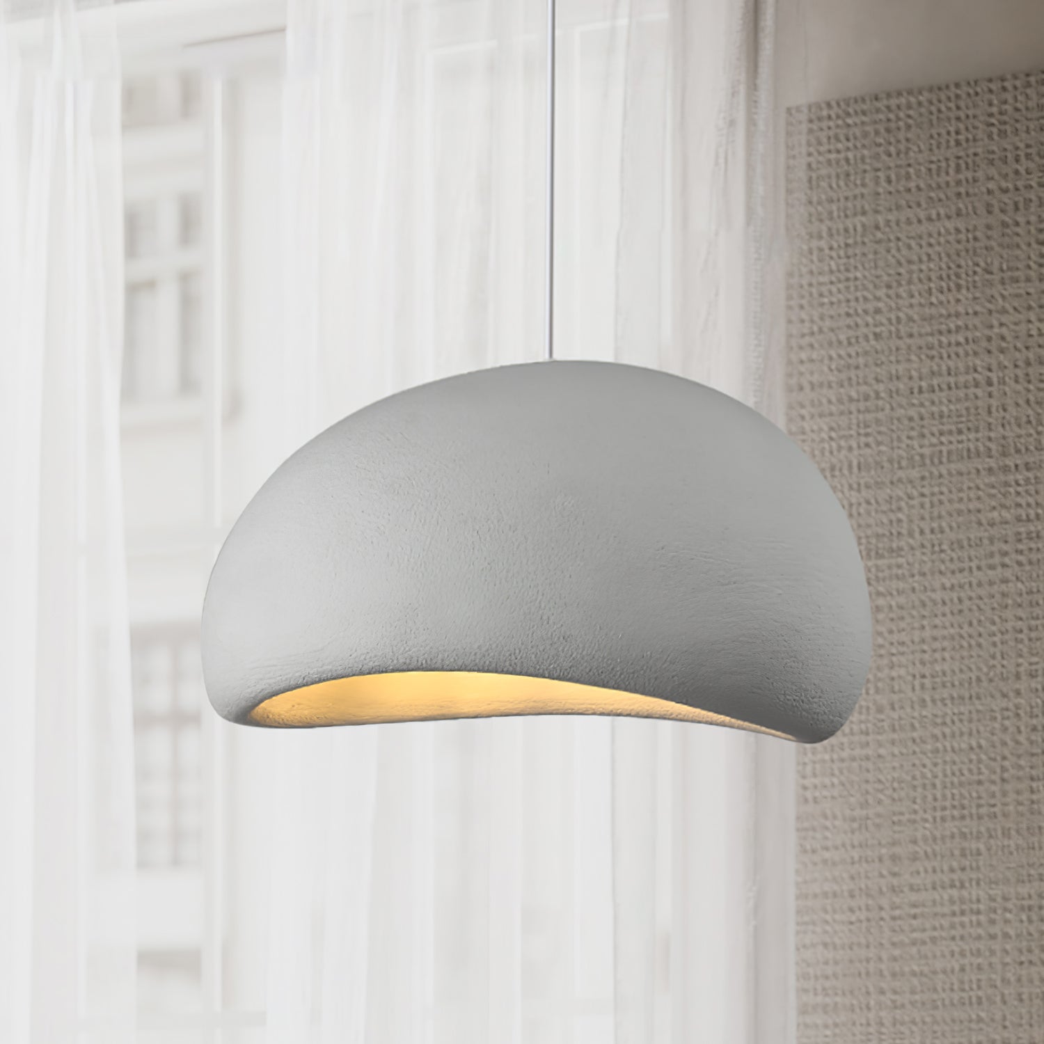 Solara Pendant Lamp Plaster Half Dome Plug In Wabi Sabi - Neutralighting