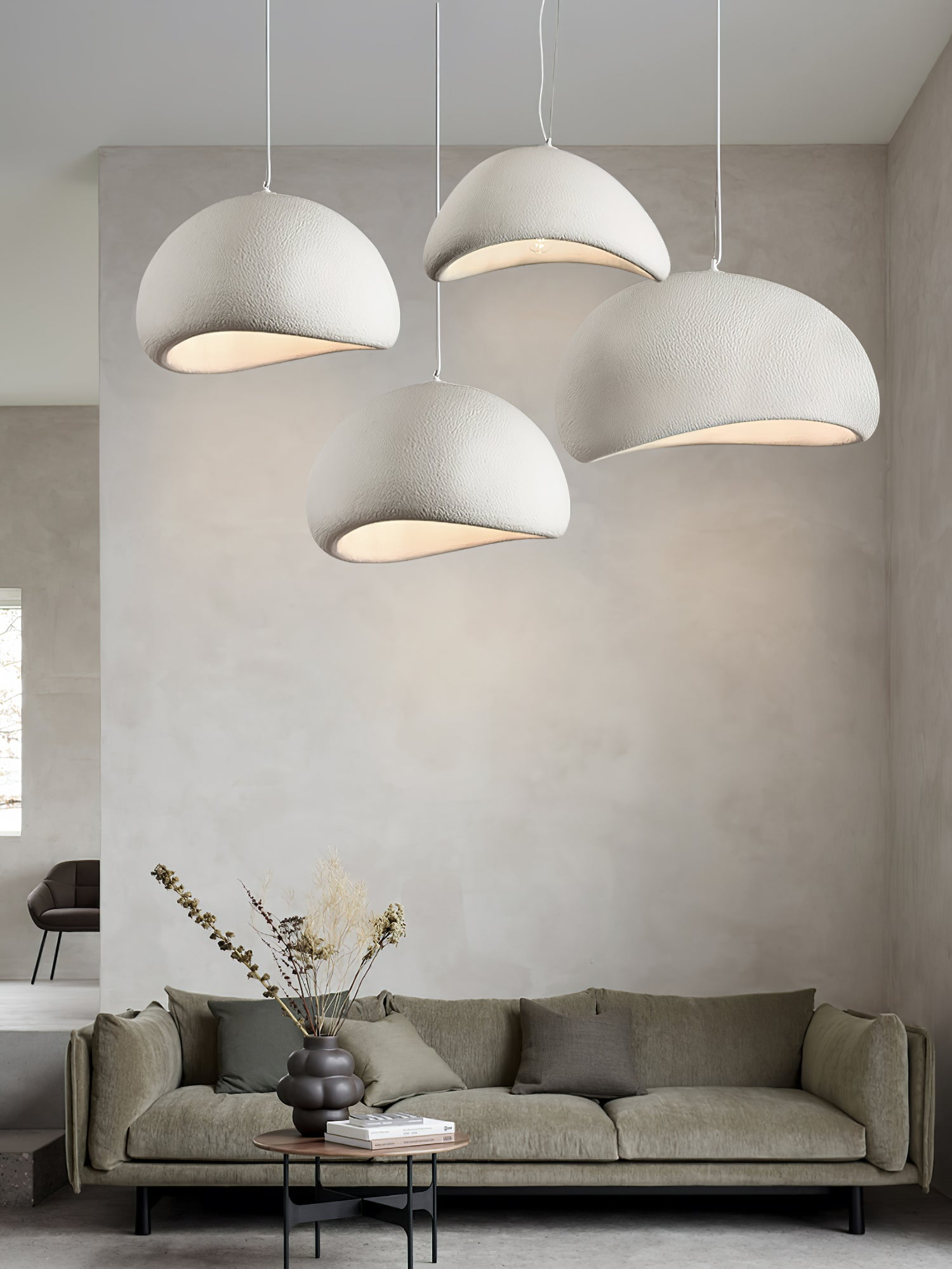 Solara Pendant Lamp Plaster Half Dome Plug In Wabi Sabi - Neutralighting