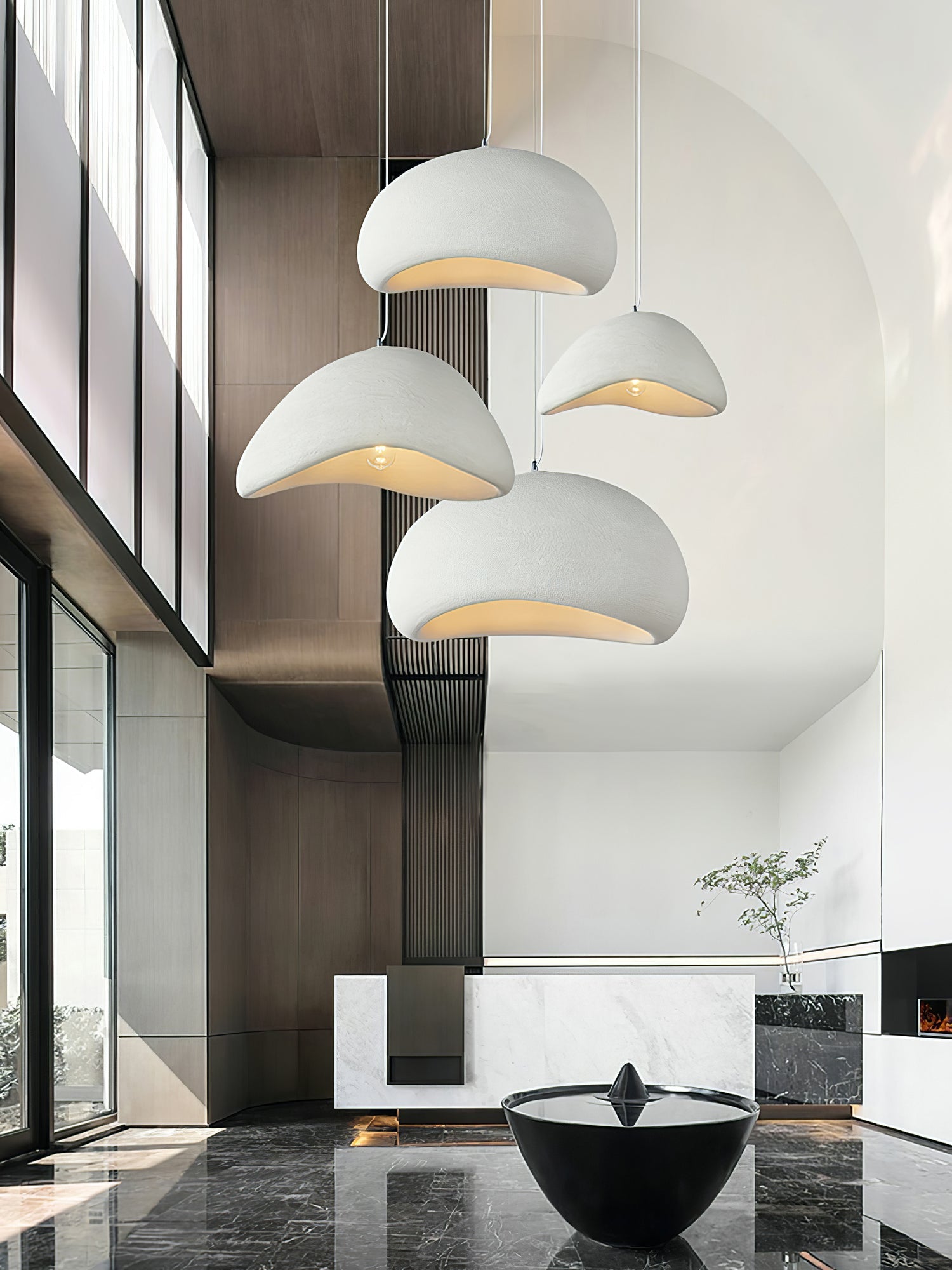Solara Pendant Lamp Plaster Half Dome Plug In Wabi Sabi - Neutralighting