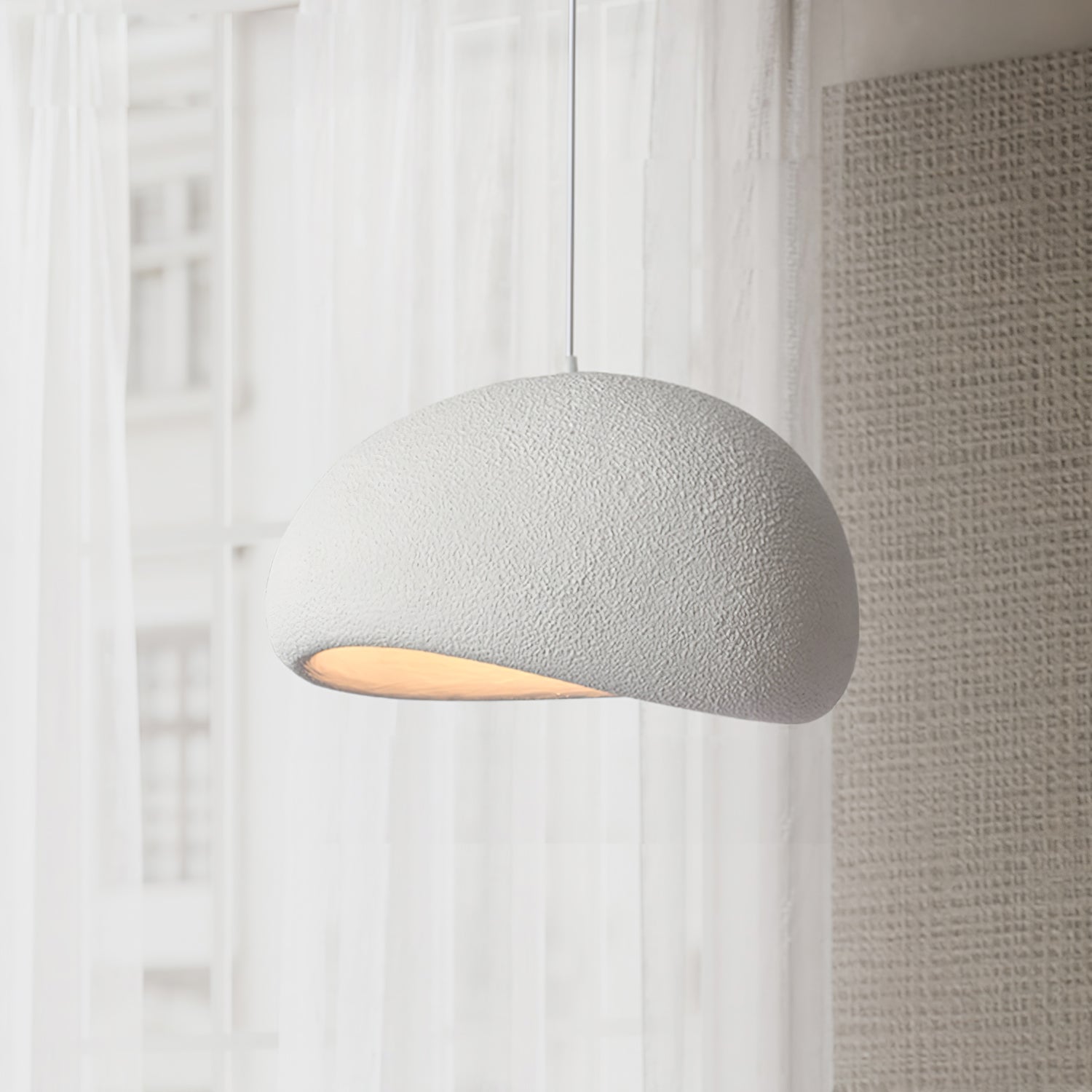 Solara Pendant Lamp Plaster Half Dome Plug In Wabi Sabi - Neutralighting