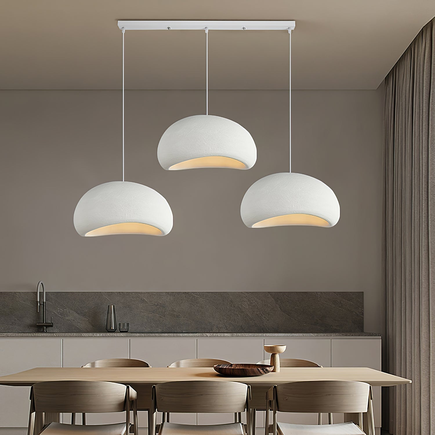 Solara Pendant Lamp Plaster Half Dome Plug In Wabi Sabi - Neutralighting