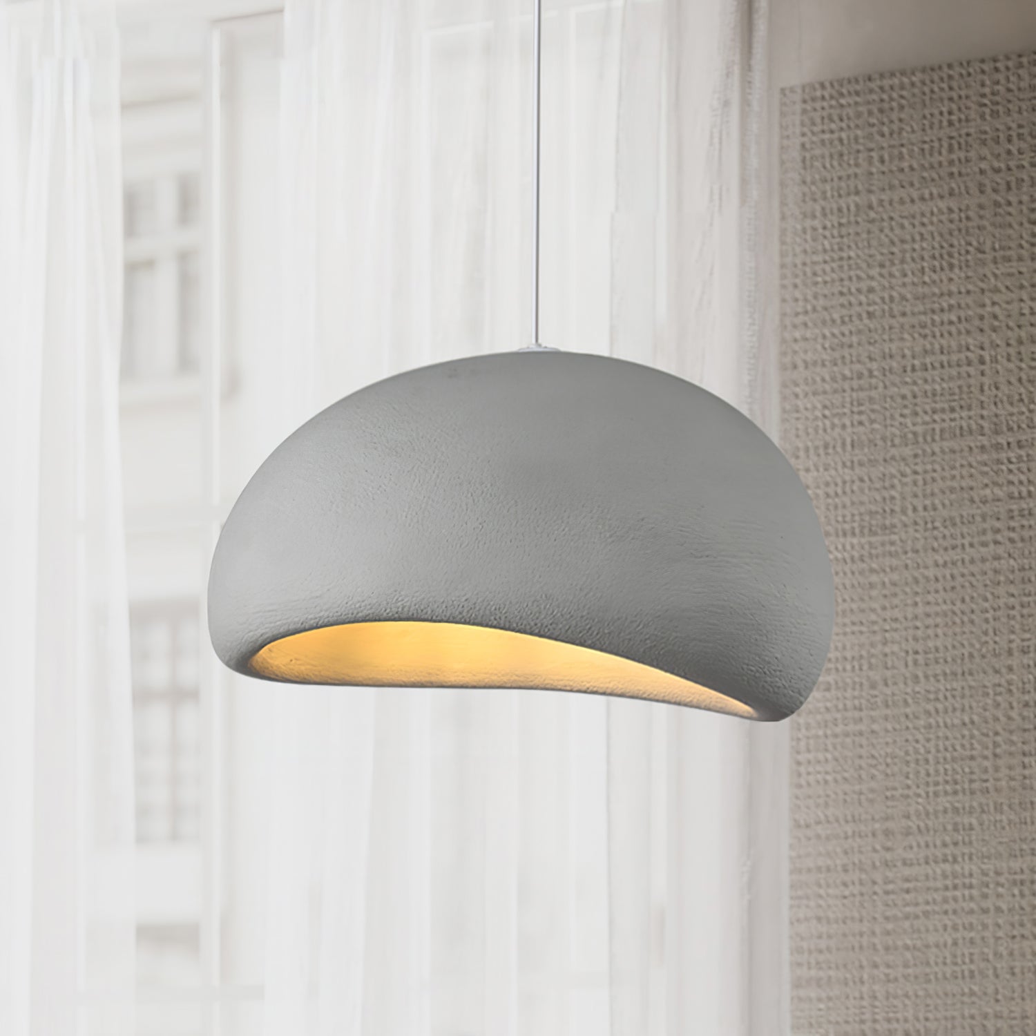 Solara Pendant Lamp Plaster Half Dome Plug In Wabi Sabi - Neutralighting