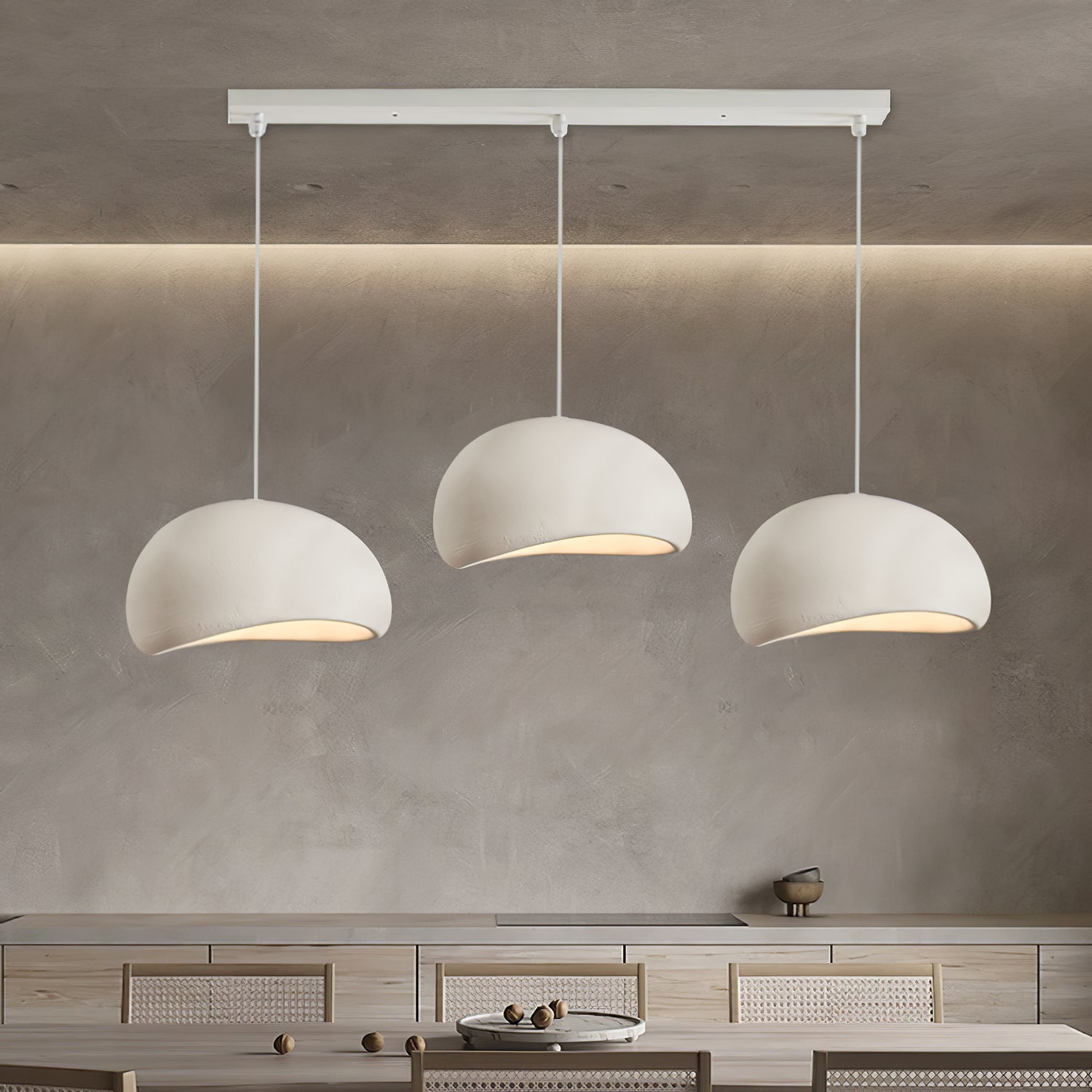 Solara Pendant Lamp Plaster Half Dome Plug In Wabi Sabi - Neutralighting