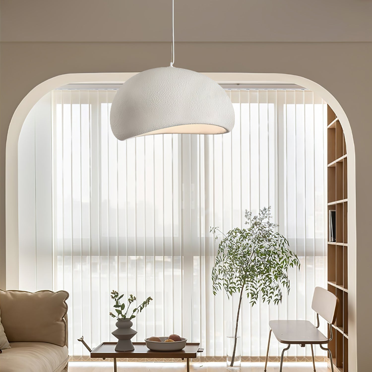 Solara Pendant Lamp Plaster Half Dome Plug In Wabi Sabi - Neutralighting