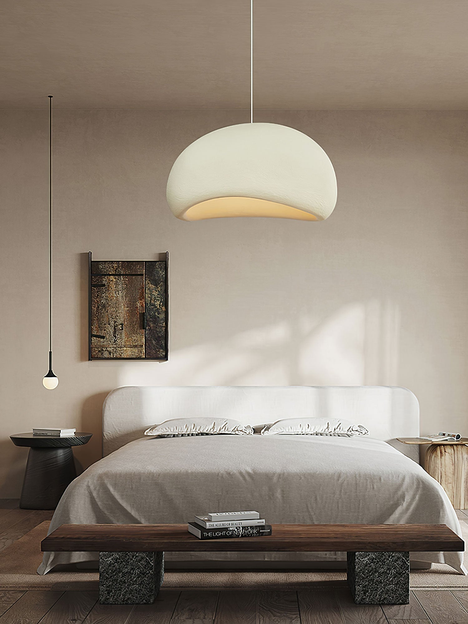 Solara Pendant Lamp Plaster Half Dome Plug In Wabi Sabi - Neutralighting