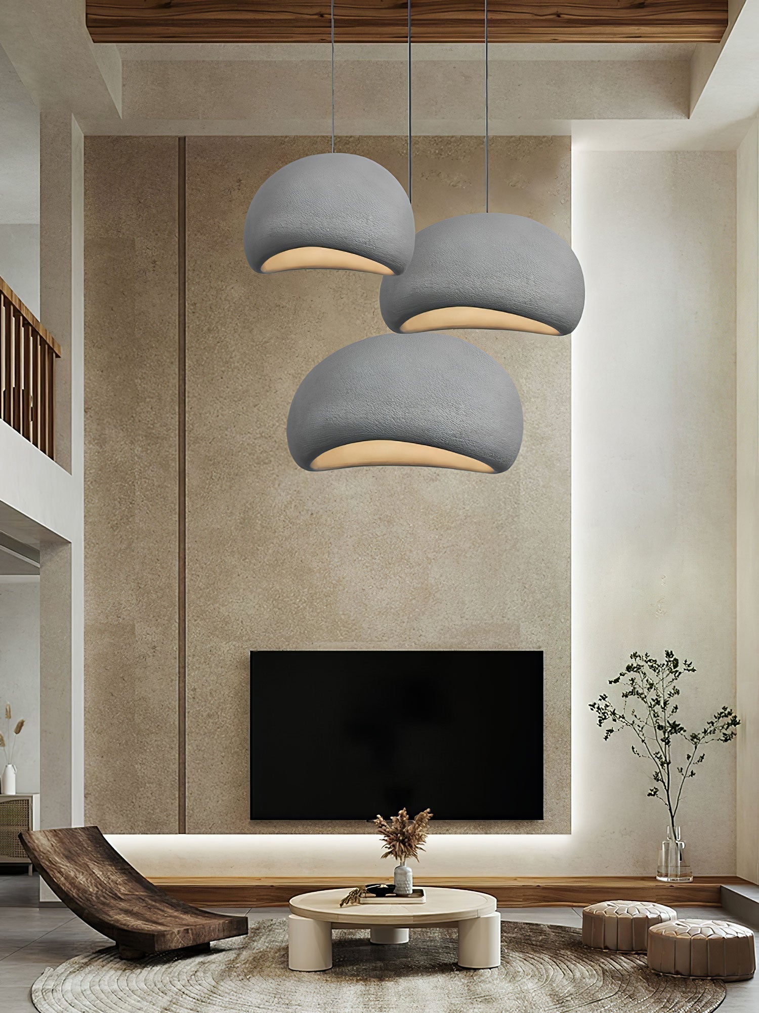 Solara Pendant Lamp Plaster Half Dome Plug In Wabi Sabi - Neutralighting