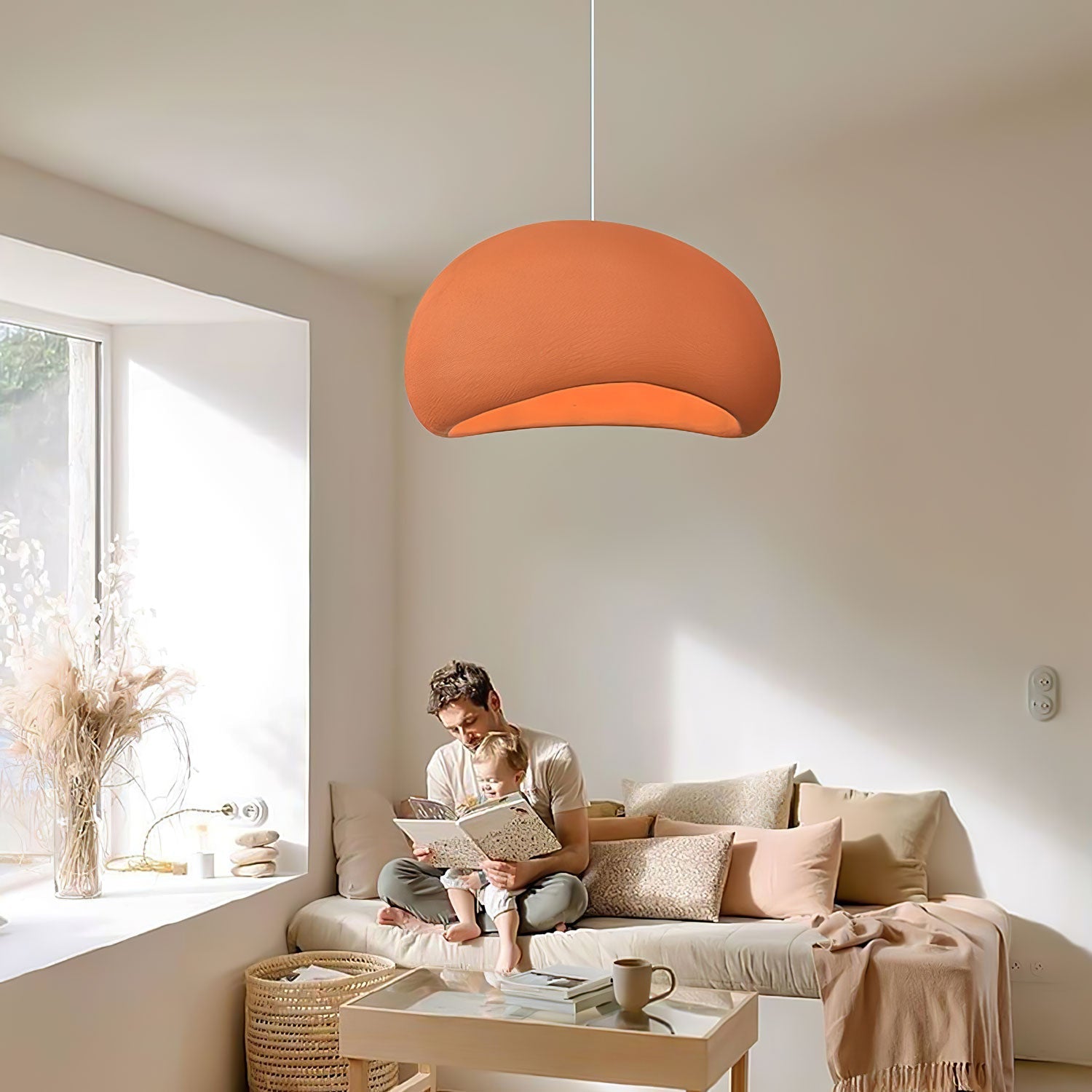 Solara Pendant Lamp Plaster Half Dome Plug In Wabi Sabi - Neutralighting