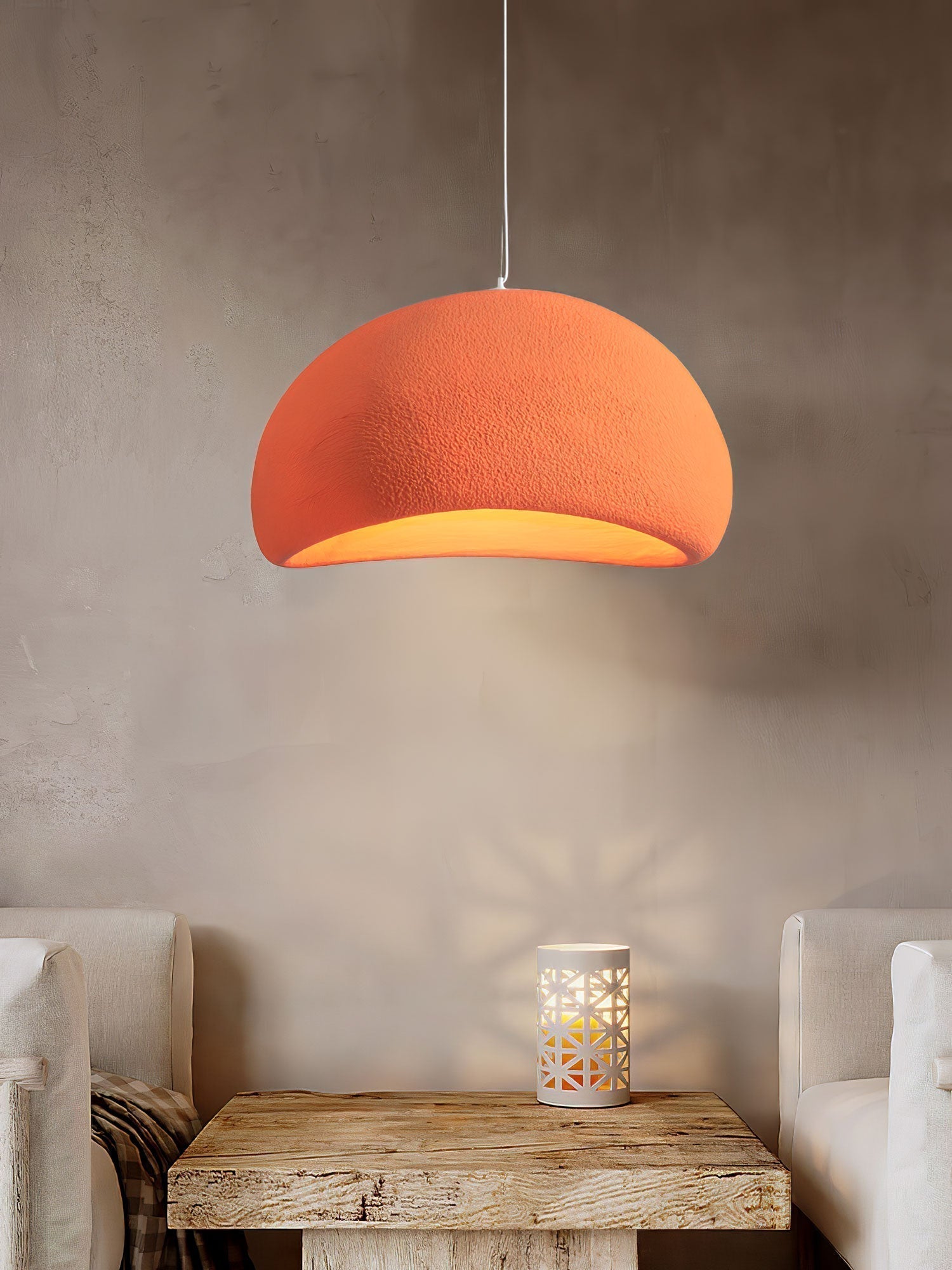 Solara Pendant Lamp Plaster Half Dome Plug In Wabi Sabi - Neutralighting