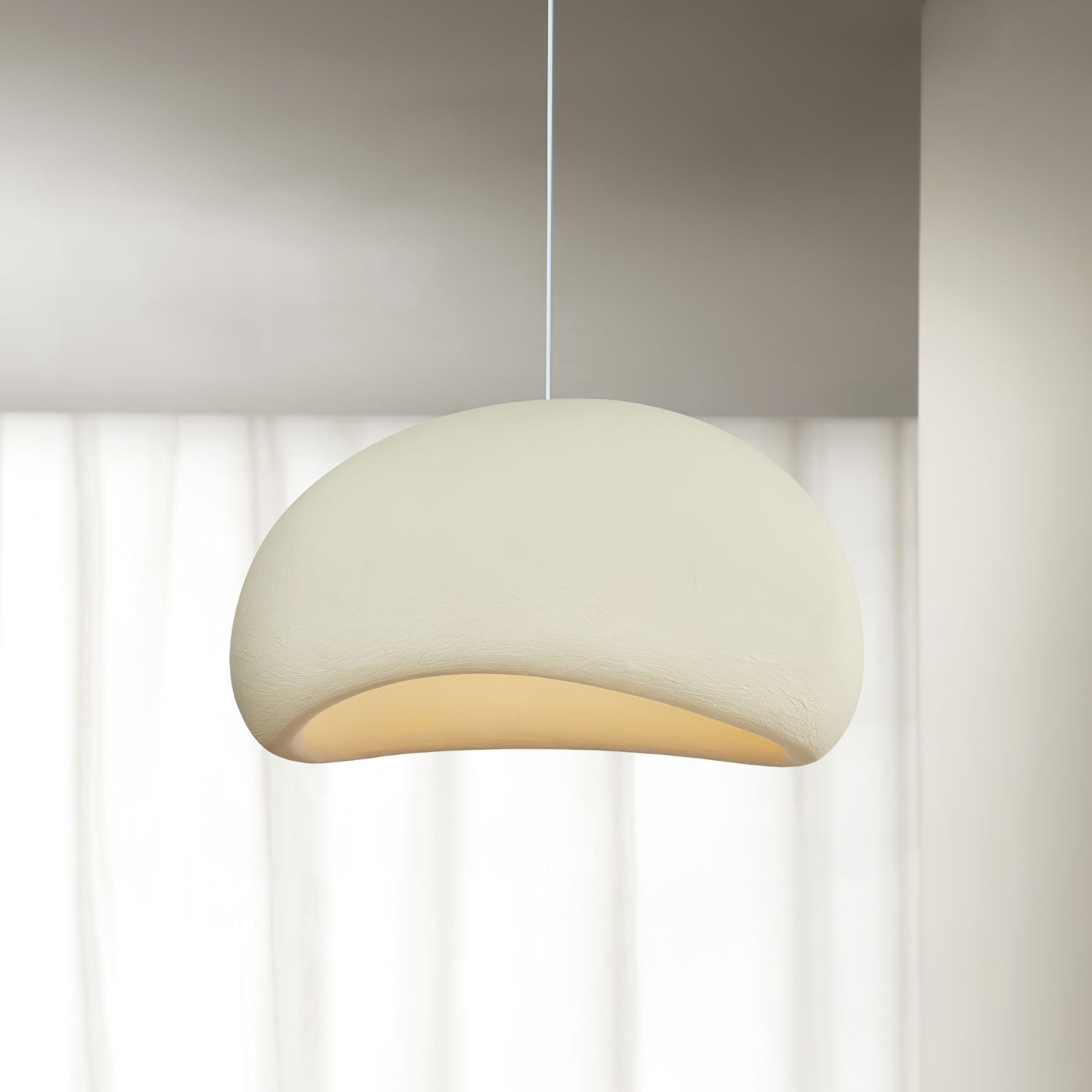 Solara Pendant Lamp Plaster Half Dome Plug In Wabi Sabi - Neutralighting