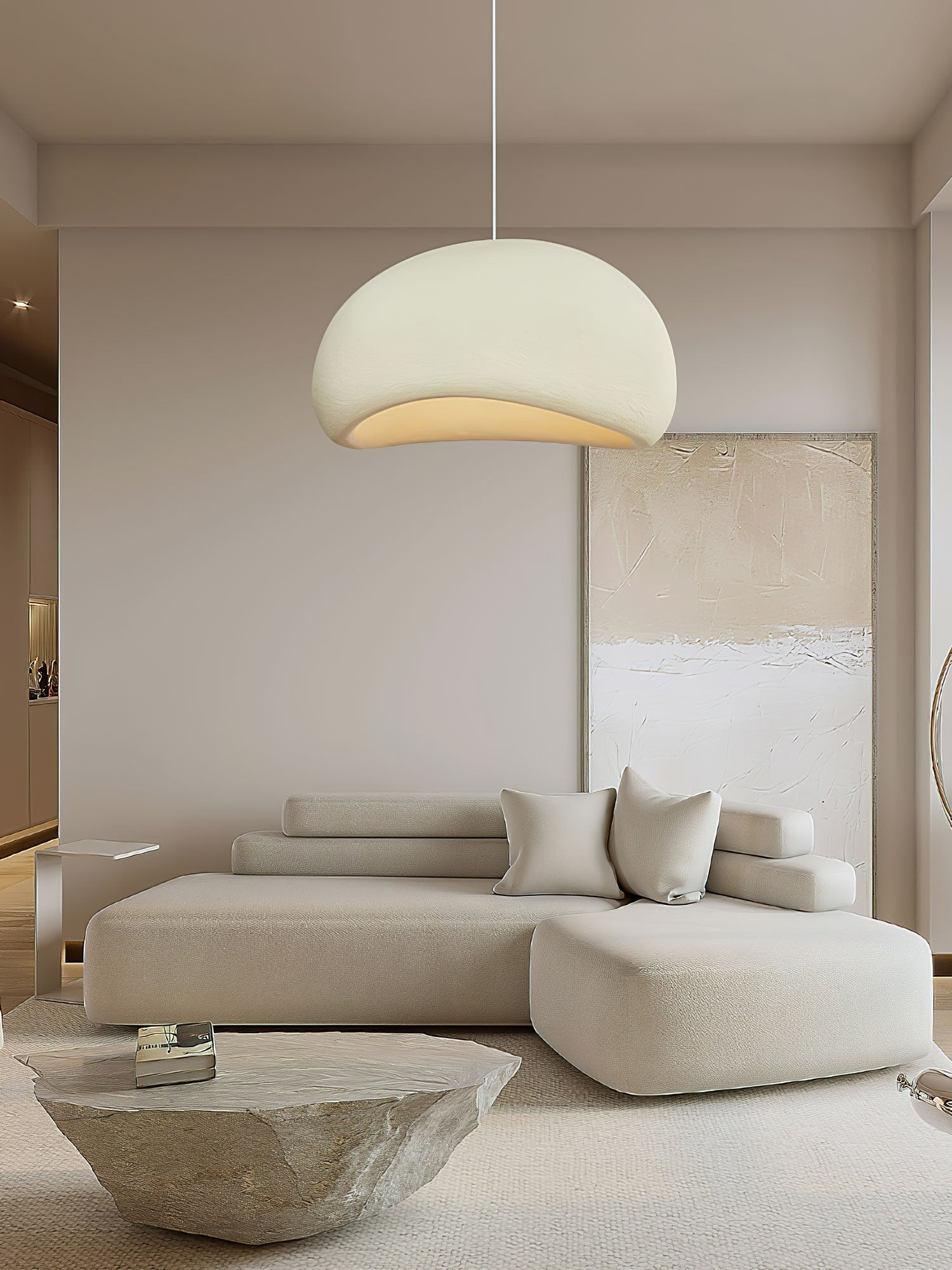 Solara Pendant Lamp Plaster Half Dome Plug In Wabi Sabi - Neutralighting