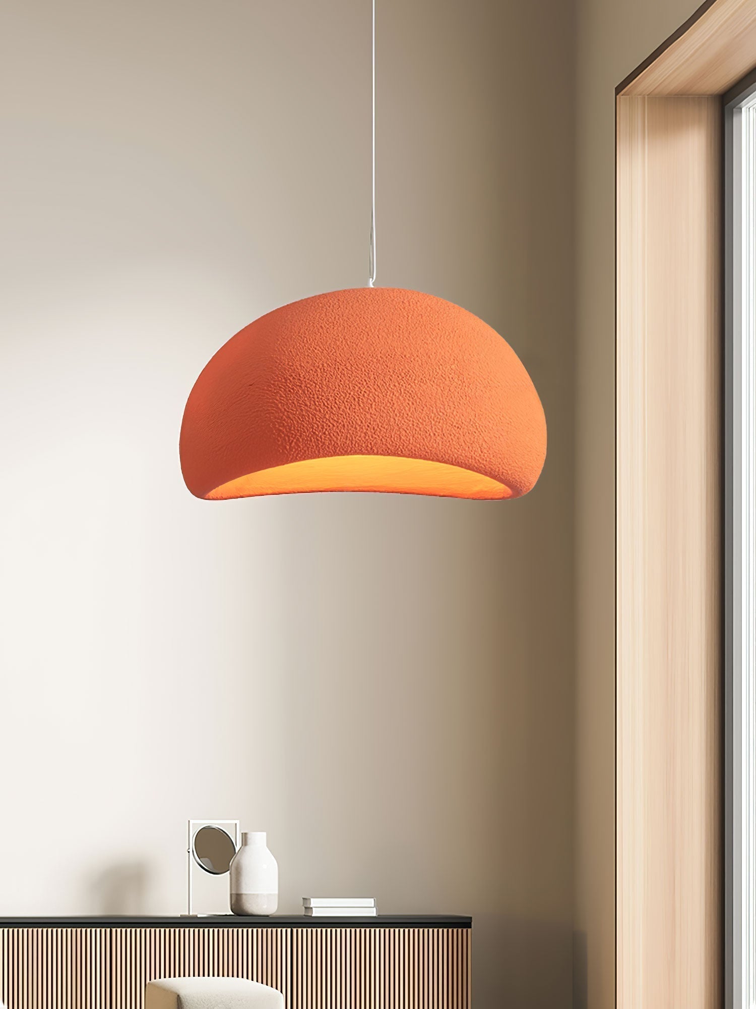 Solara Pendant Lamp Plaster Half Dome Plug In Wabi Sabi - Neutralighting