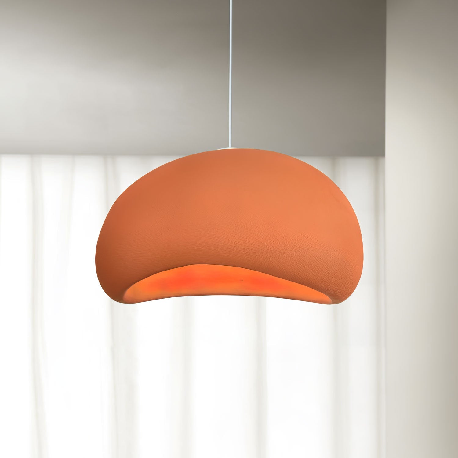 Solara Pendant Lamp Plaster Half Dome Plug In Wabi Sabi - Neutralighting