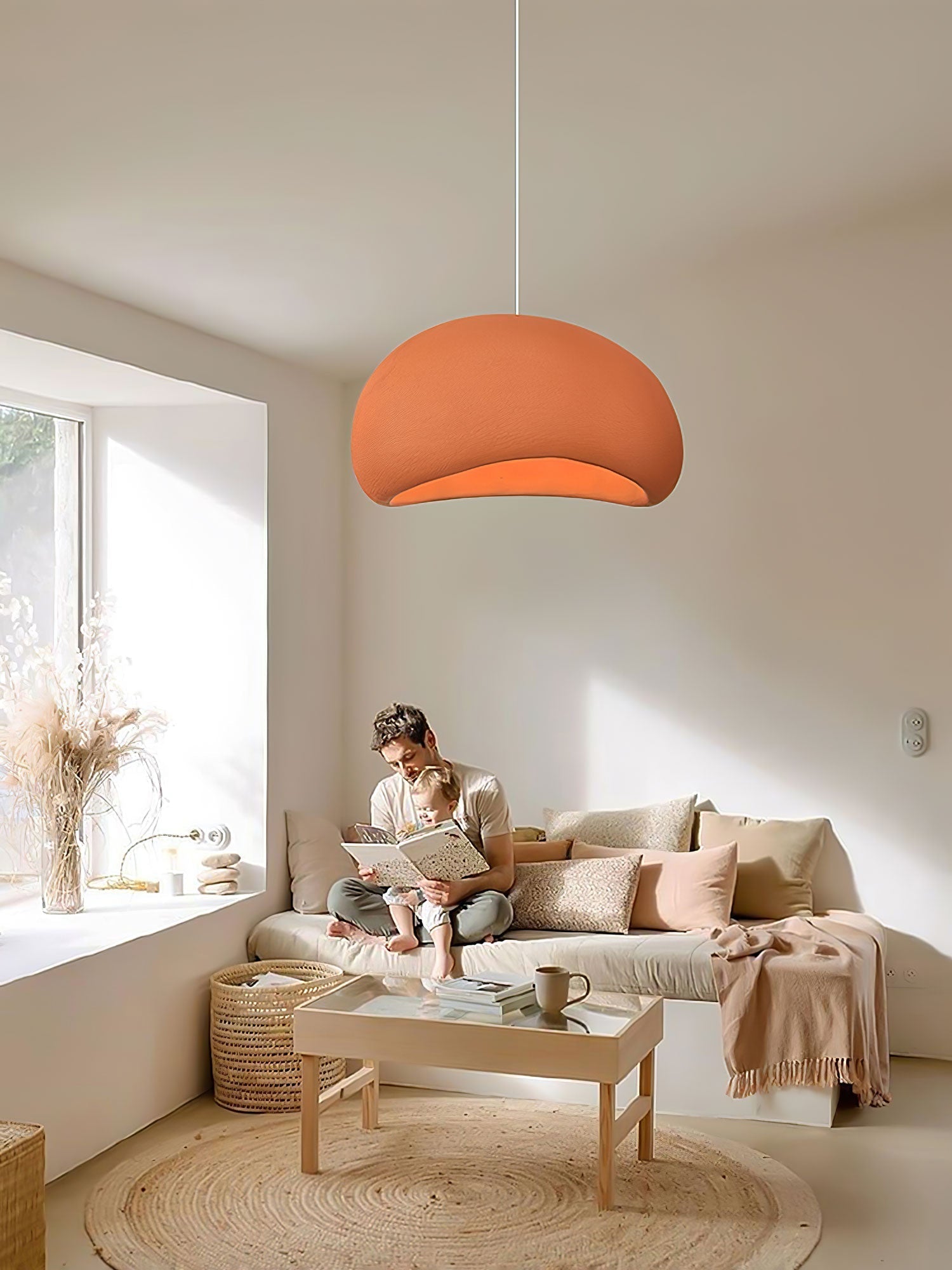 Solara Pendant Lamp Plaster Half Dome Plug In Wabi Sabi - Neutralighting