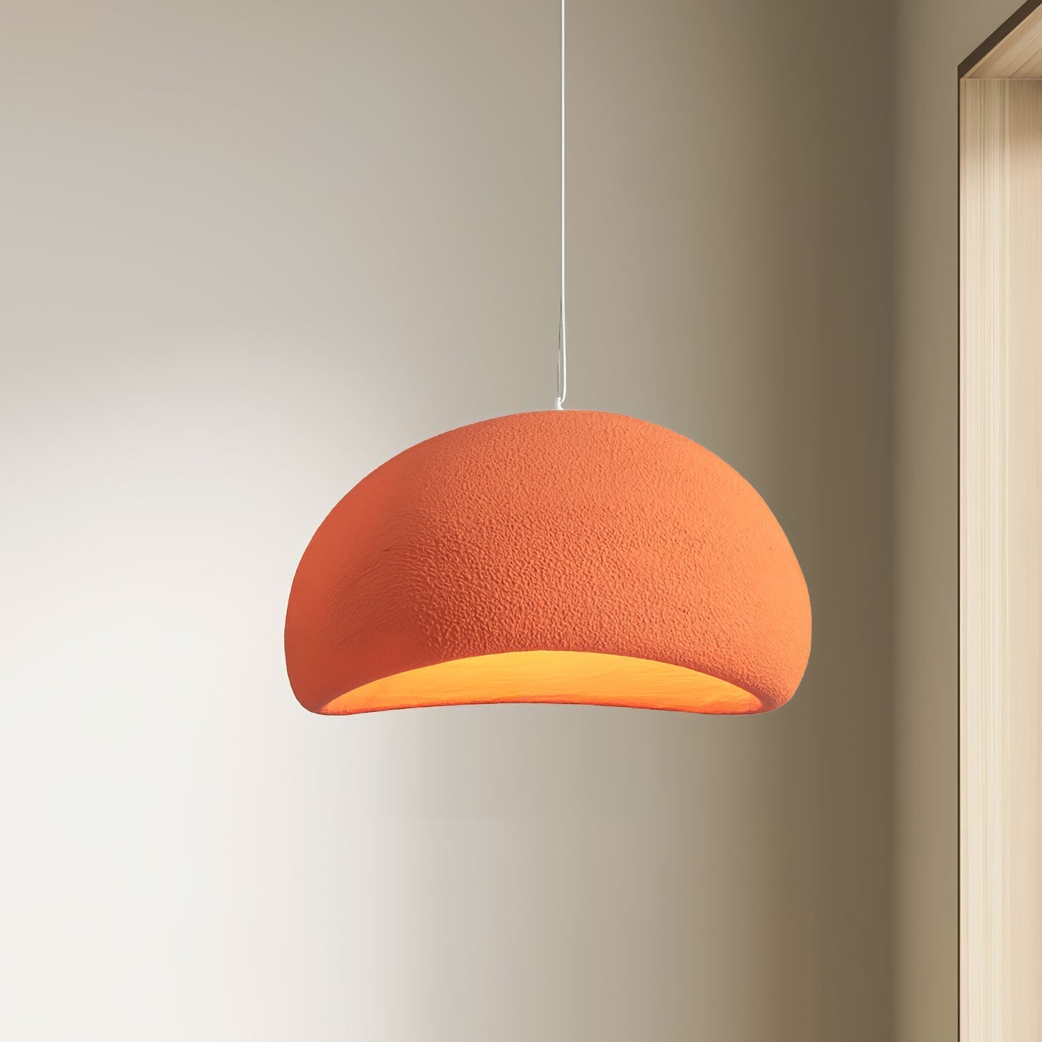 Solara Pendant Lamp Plaster Half Dome Plug In Wabi Sabi - Neutralighting