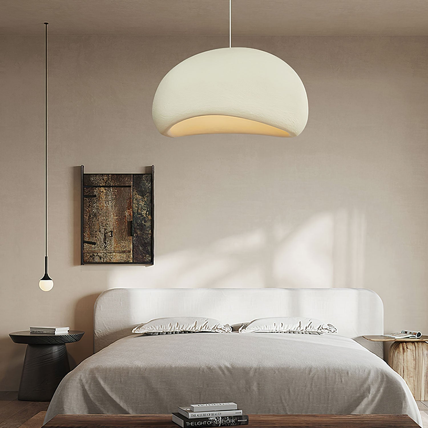Solara Pendant Lamp Plaster Half Dome Plug In Wabi Sabi - Neutralighting