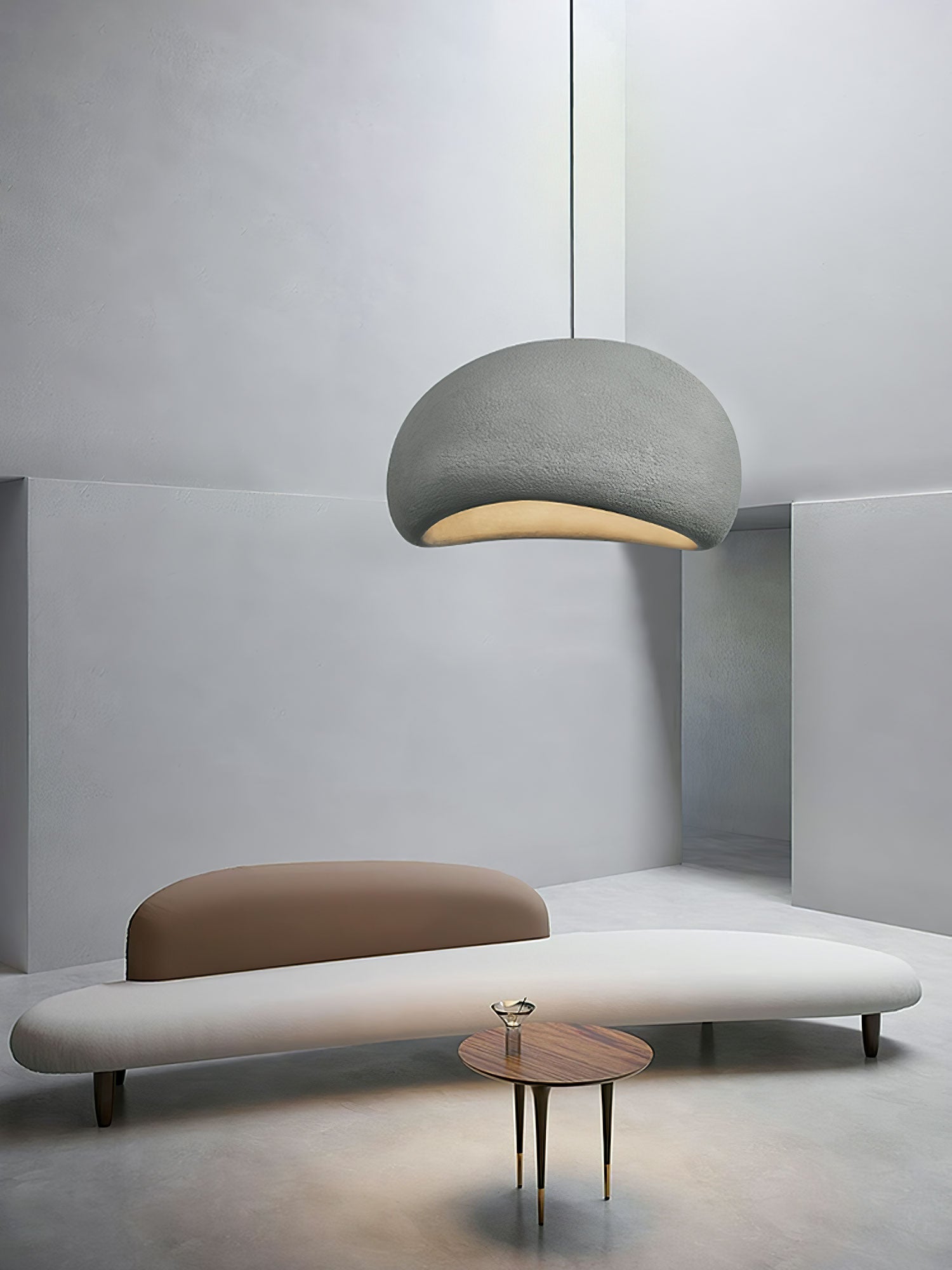 Solara Pendant Lamp Plaster Half Dome Plug In Wabi Sabi - Neutralighting