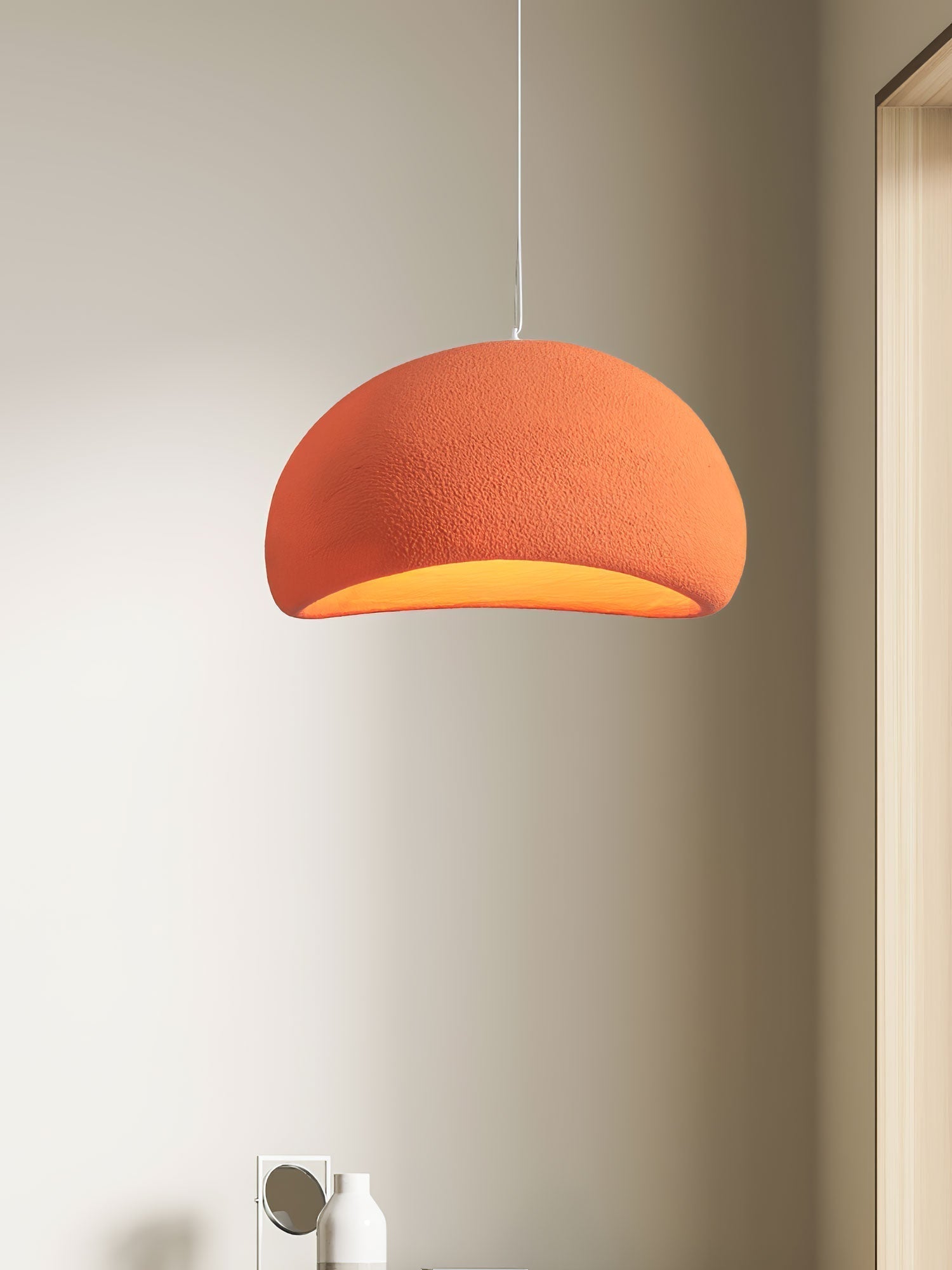 Solara Pendant Lamp Plaster Half Dome Plug In Wabi Sabi - Neutralighting
