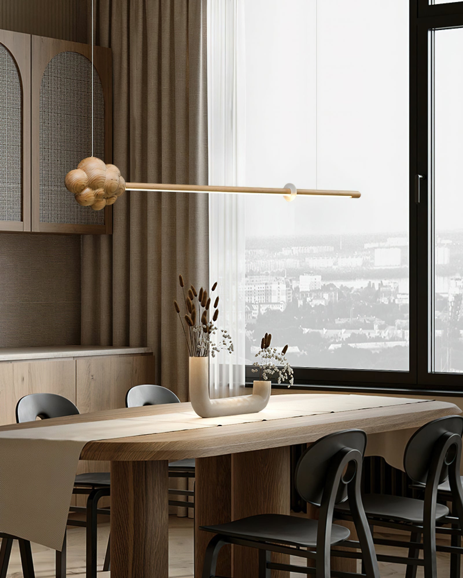 Lustra Suspension Minérale Nuage Bois Minimaliste - Neutralighting