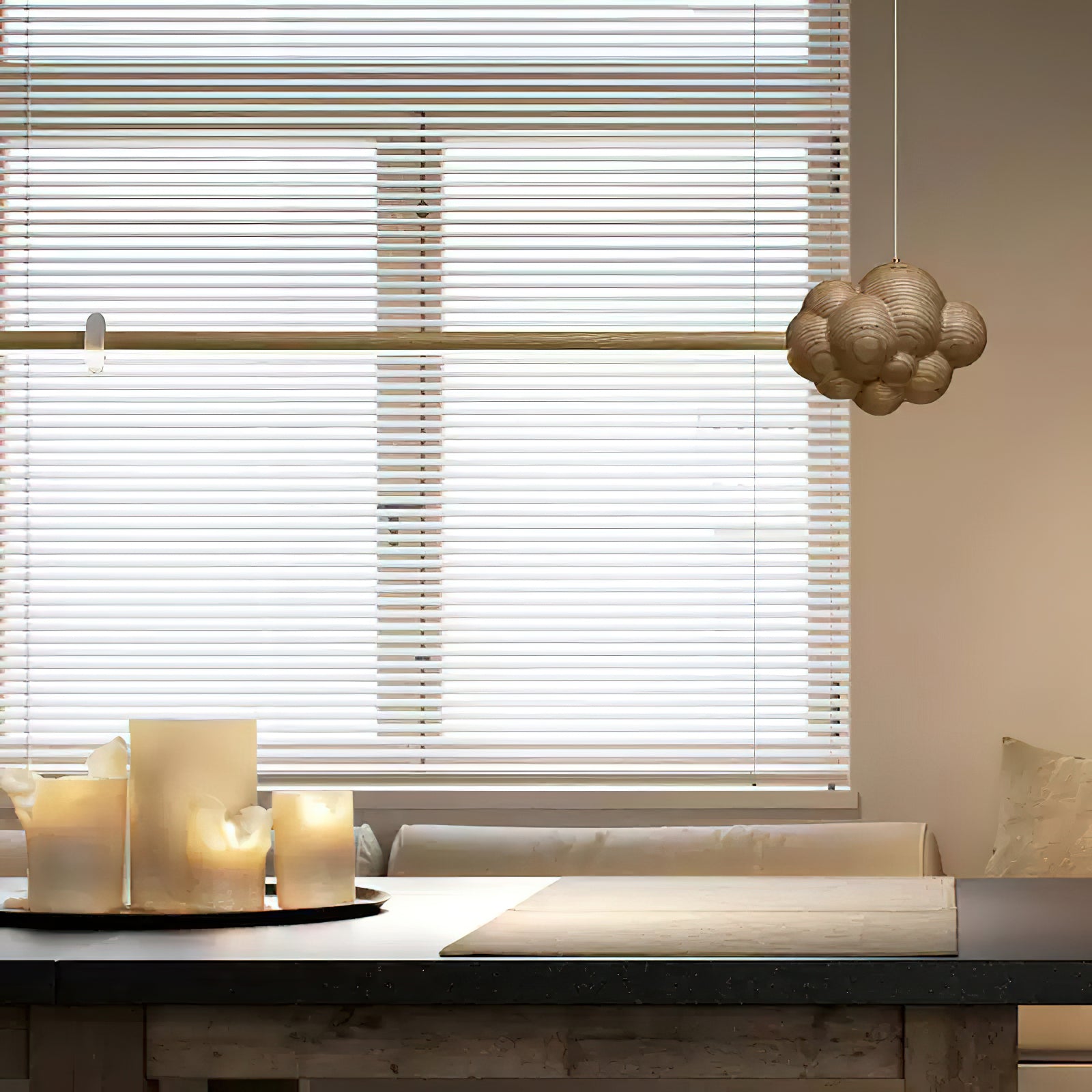 Lustra Suspension Minérale Nuage Bois Minimaliste - Neutralighting