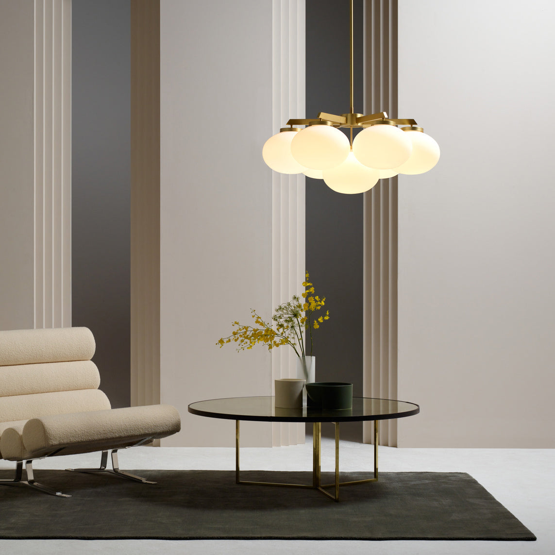 Edge Chandelier Métal Laiton Verre Élégance Premium - Neutralighting