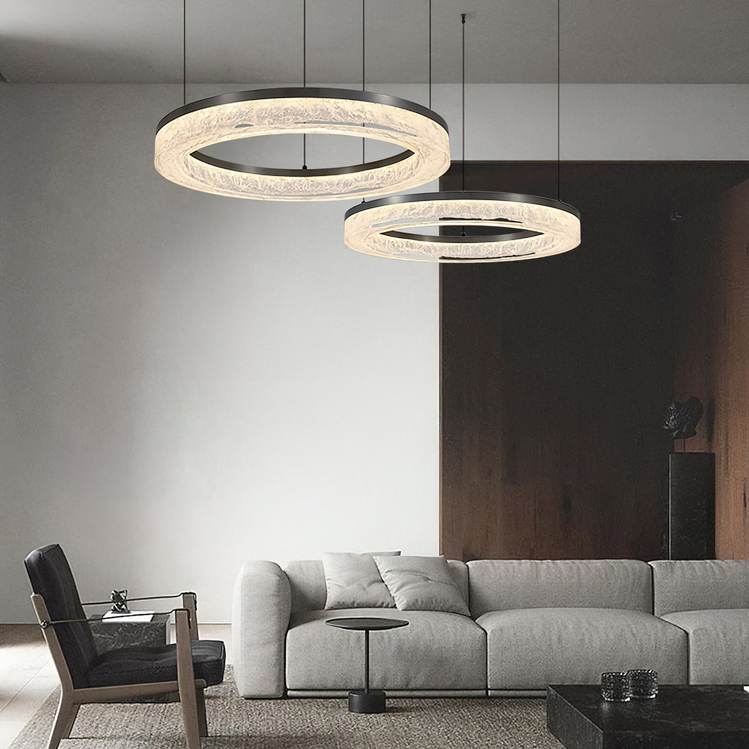 Idyll Chandelier Rond LED Métal Résine Minimaliste Moderne - Neutralighting