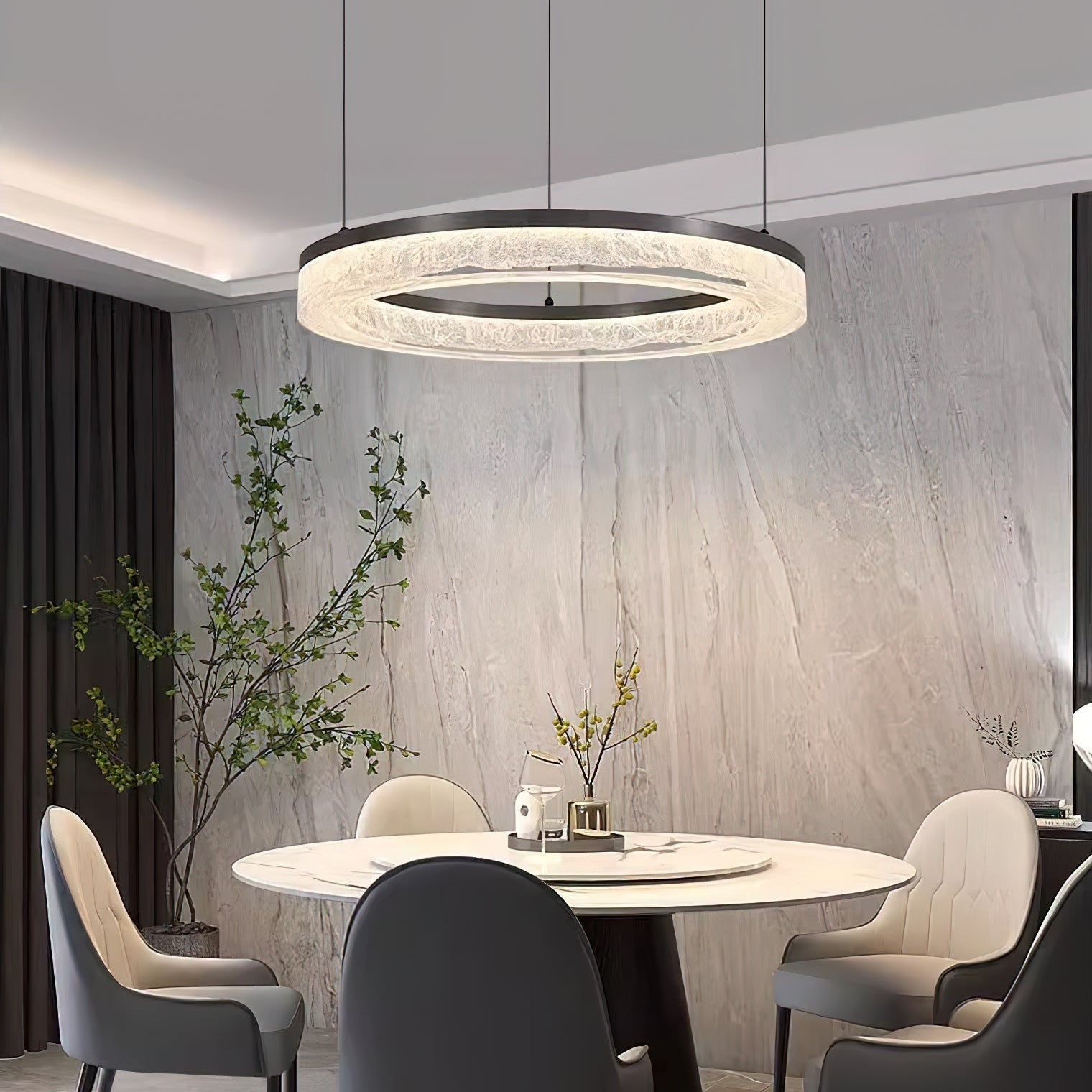 Idyll Chandelier Rond LED Métal Résine Minimaliste Moderne - Neutralighting