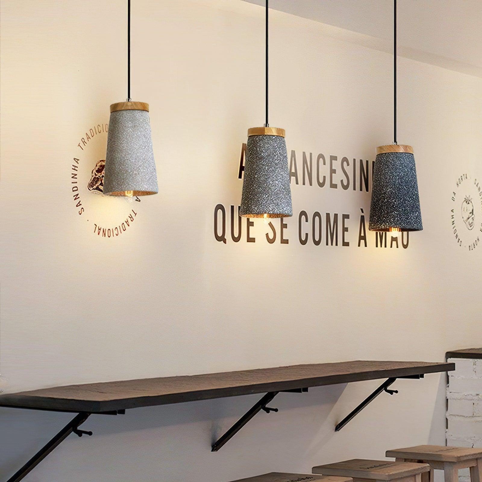 Althere Lustre Suspendu En Bois Et Ciment - Neutralighting