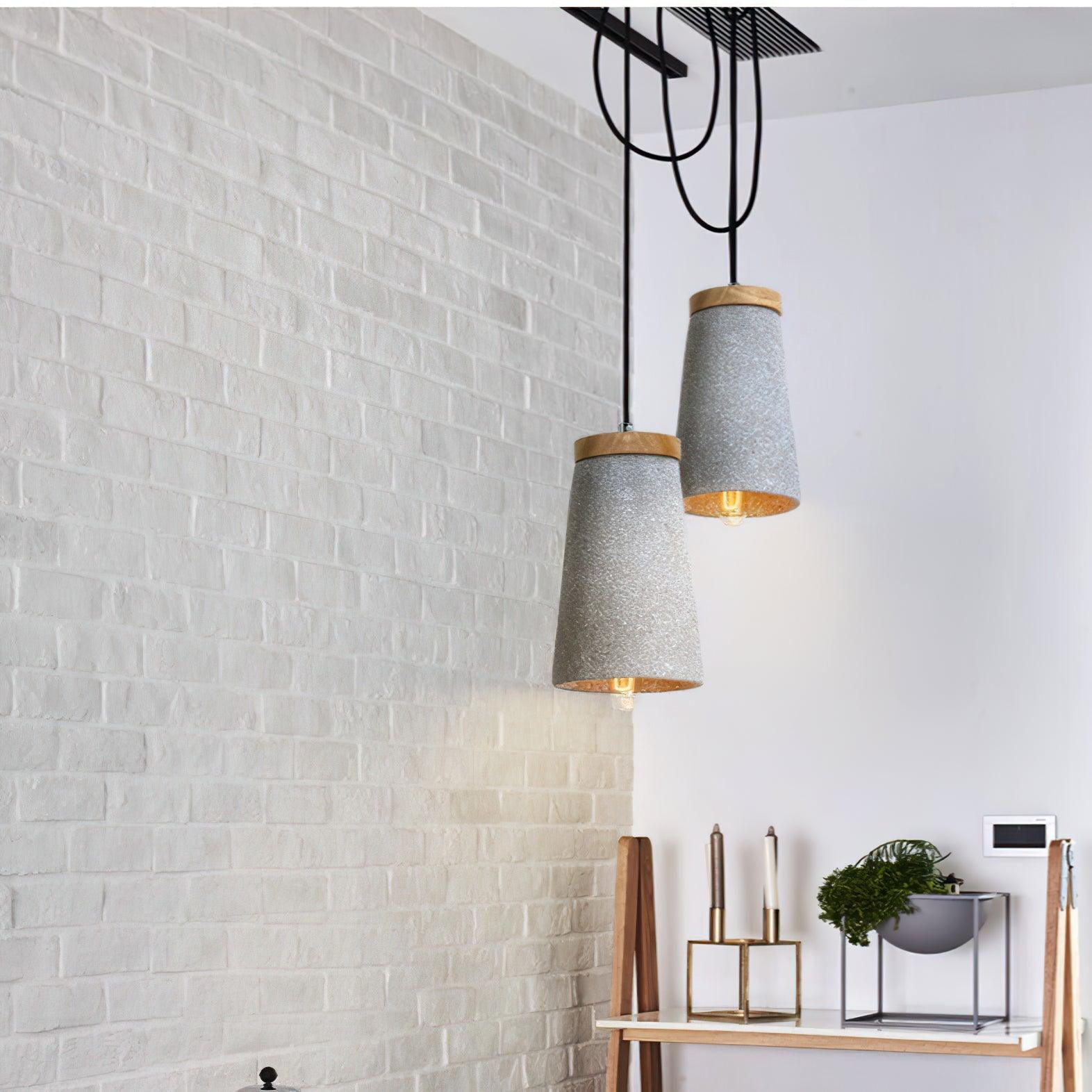 Althere Lustre Suspendu En Bois Et Ciment - Neutralighting