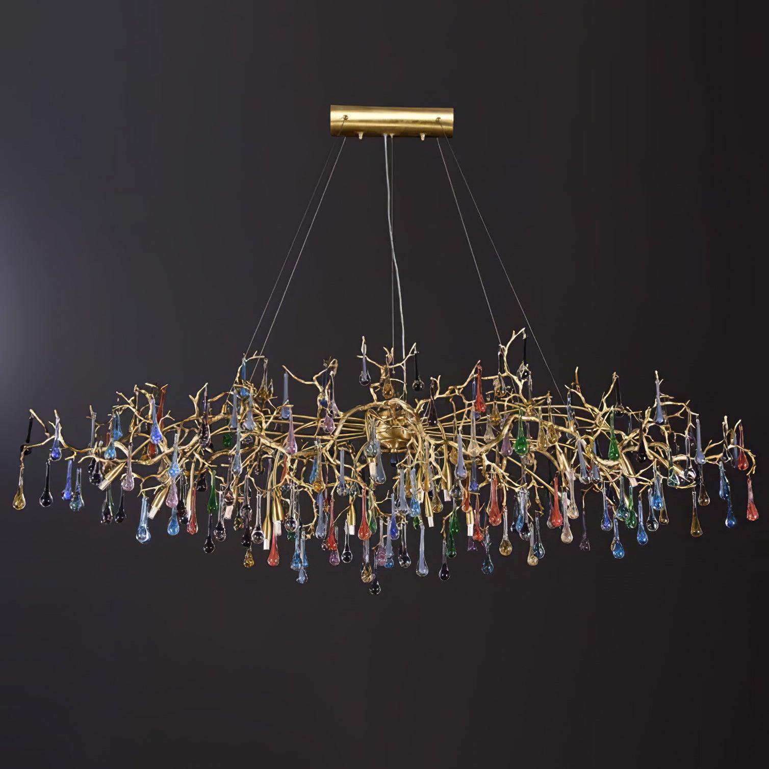 Sytheir Lustre en cristal et laiton à branches de gouttes de pluie colorées - Neutralighting