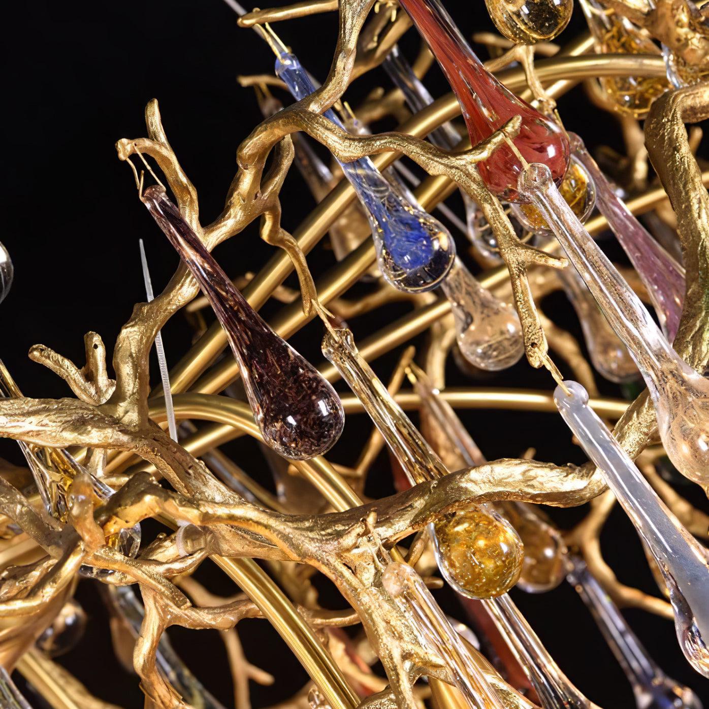 Sytheir Lustre en cristal et laiton à branches de gouttes de pluie colorées - Neutralighting