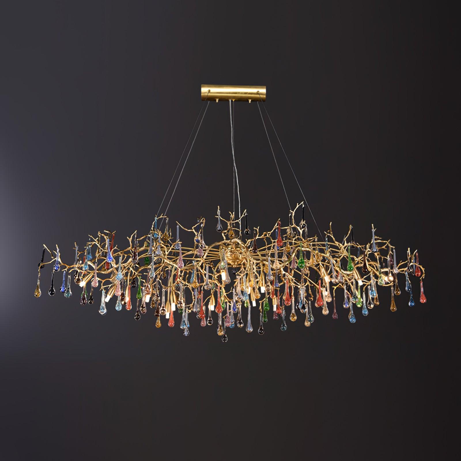 Sytheir Lustre en cristal et laiton à branches de gouttes de pluie colorées - Neutralighting