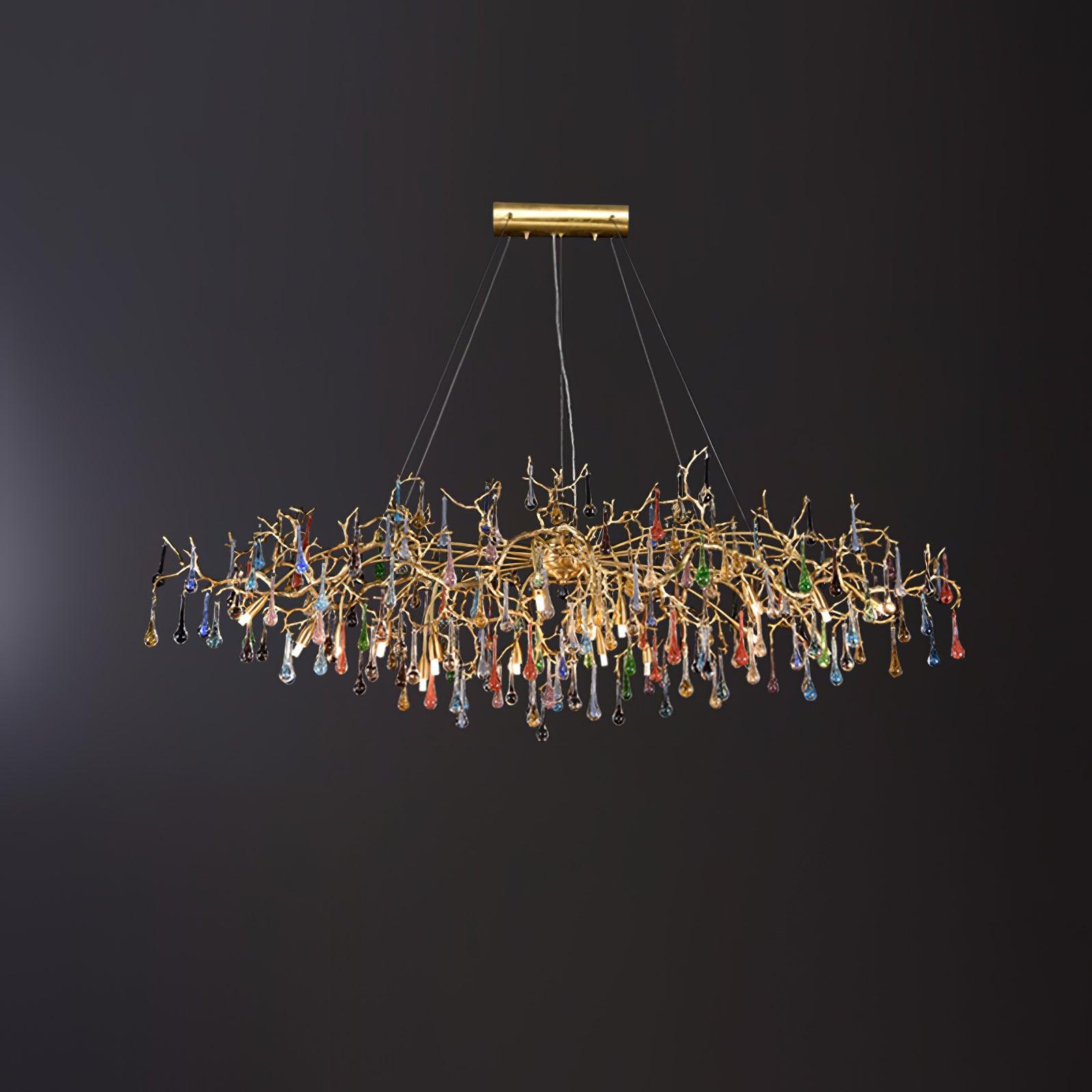 Sytheir Lustre en cristal et laiton à branches de gouttes de pluie colorées - Neutralighting