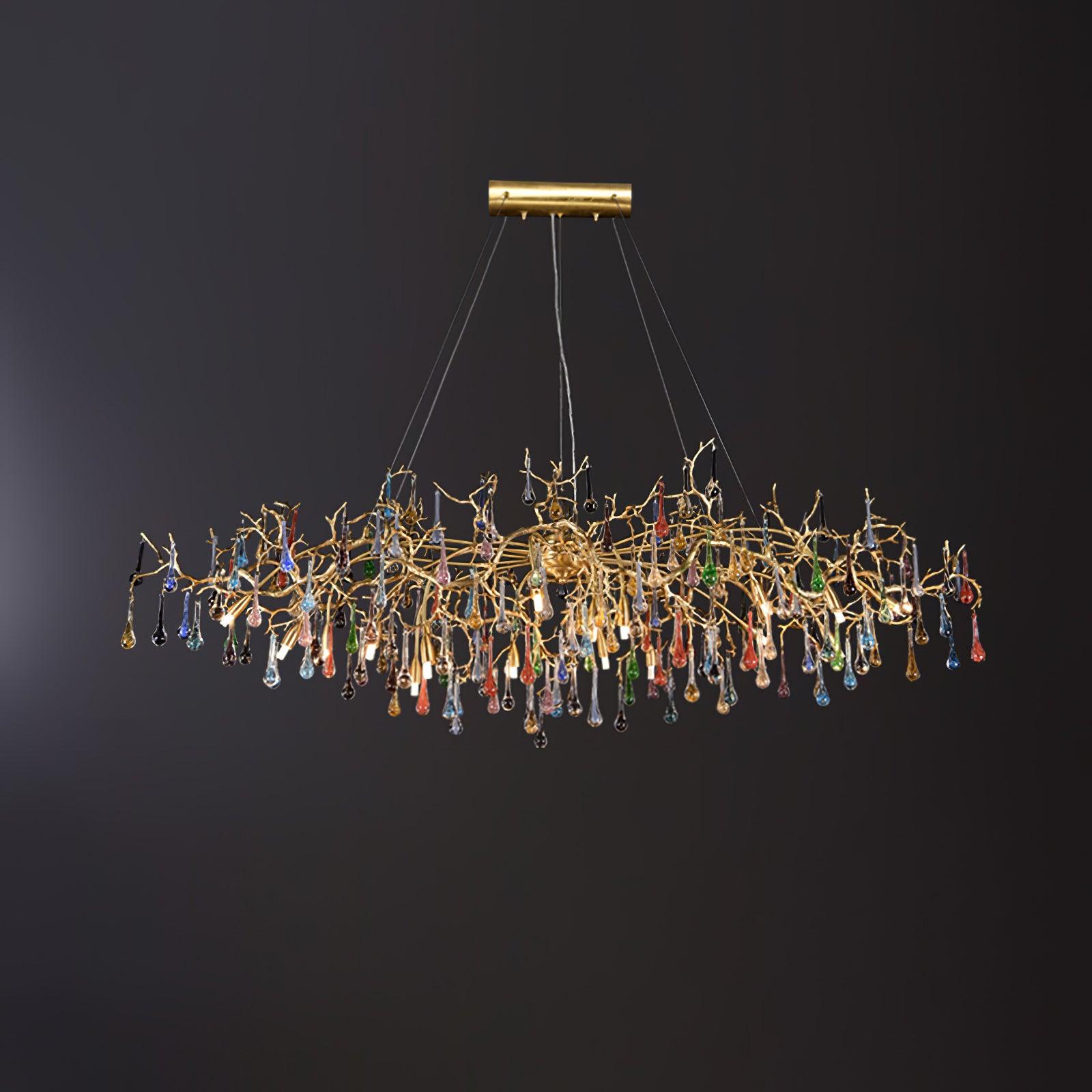 Sytheir Lustre en cristal et laiton à branches de gouttes de pluie colorées - Neutralighting