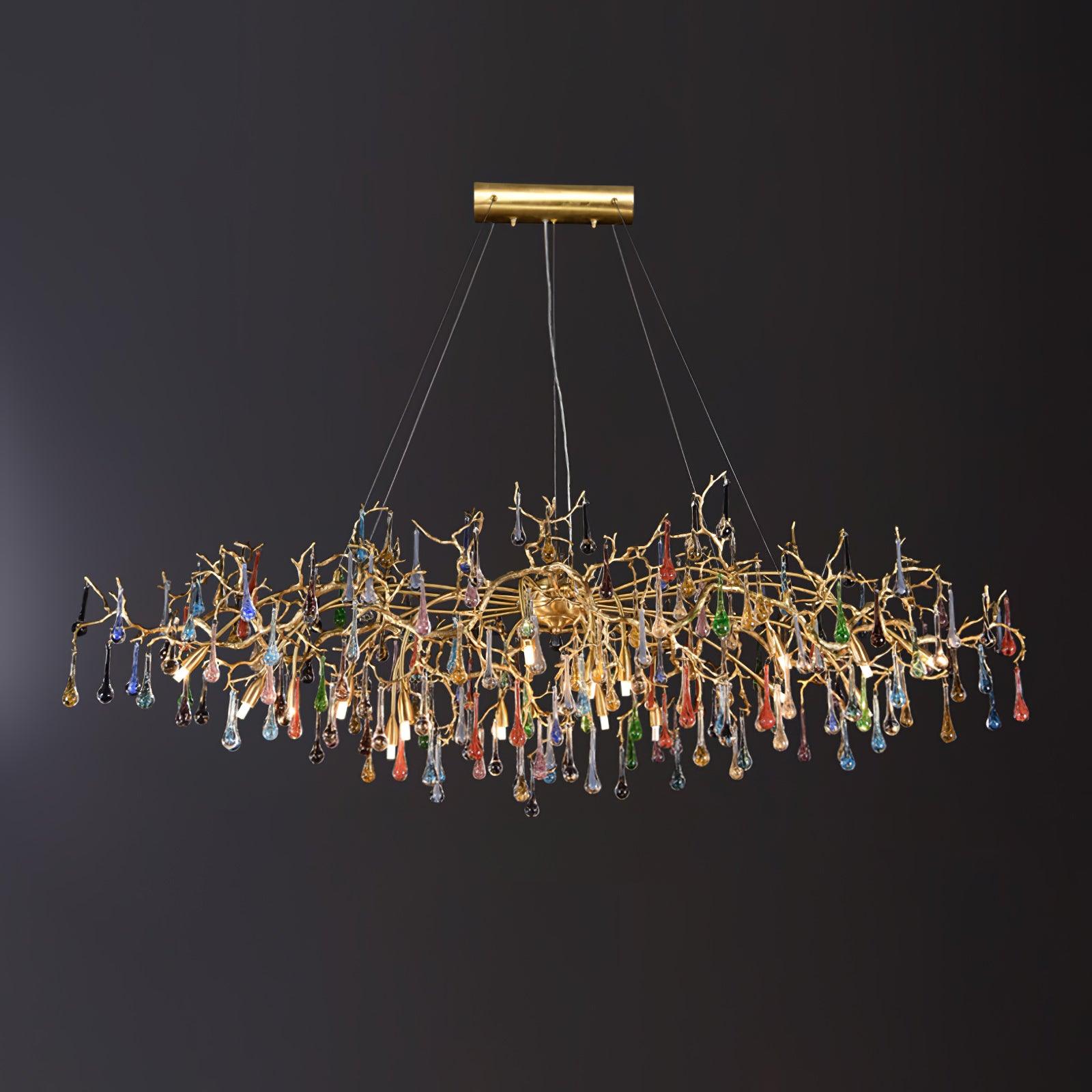 Sytheir Lustre en cristal et laiton à branches de gouttes de pluie colorées - Neutralighting