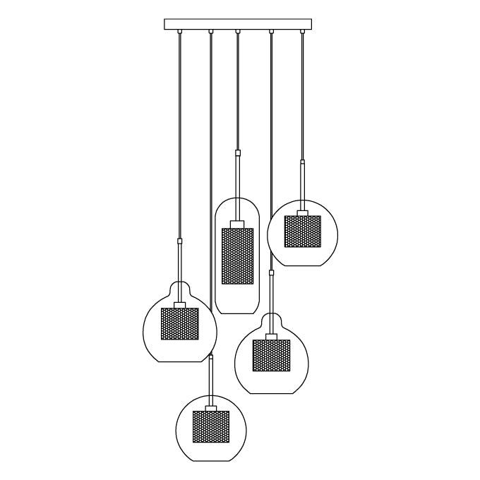 Lustra Lustre Suspendu En Verre Maillage Doré Pour Salle À Manger - Neutralighting