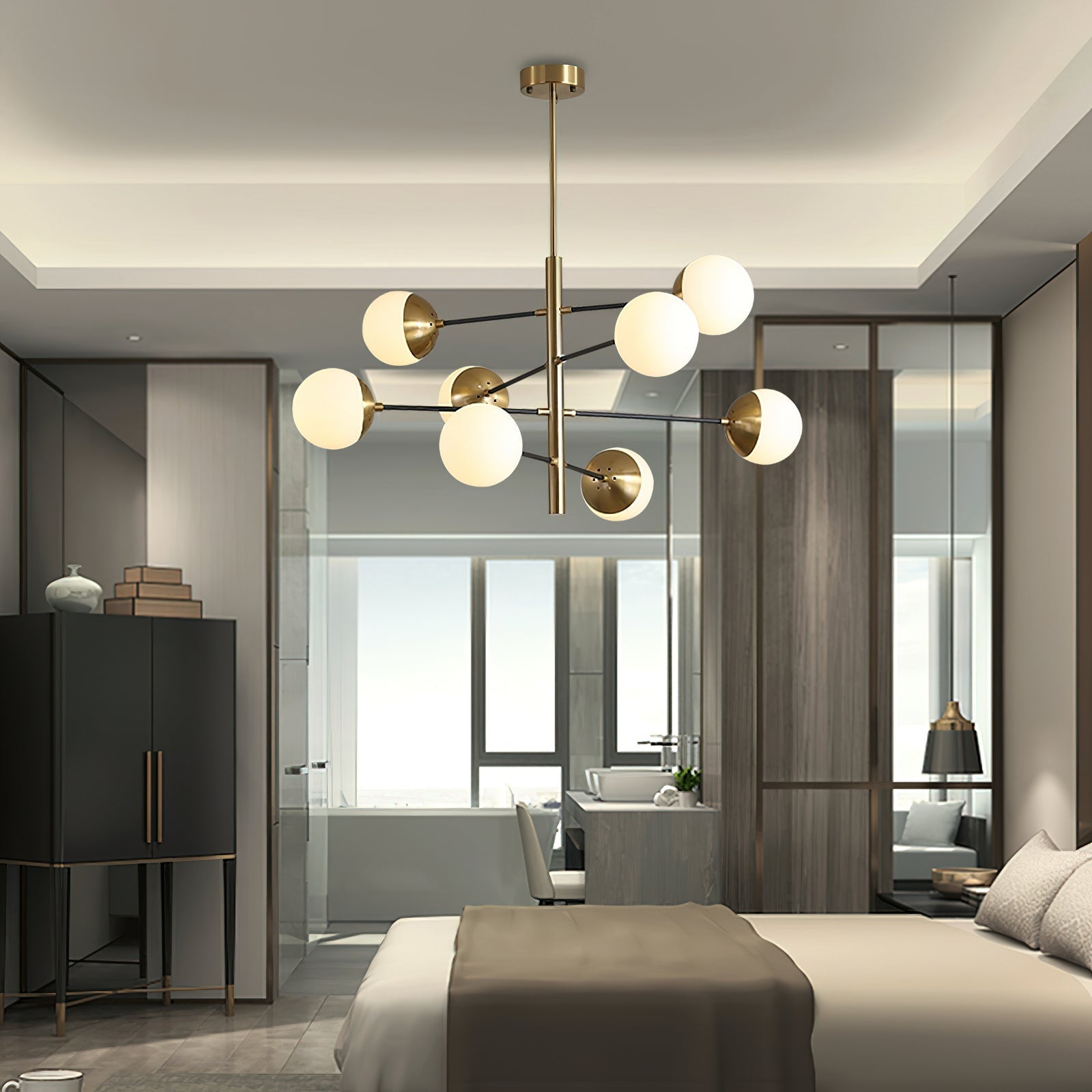 Ultra Chandelier Métal Laiton Verre Minimaliste Moderne - Neutralighting