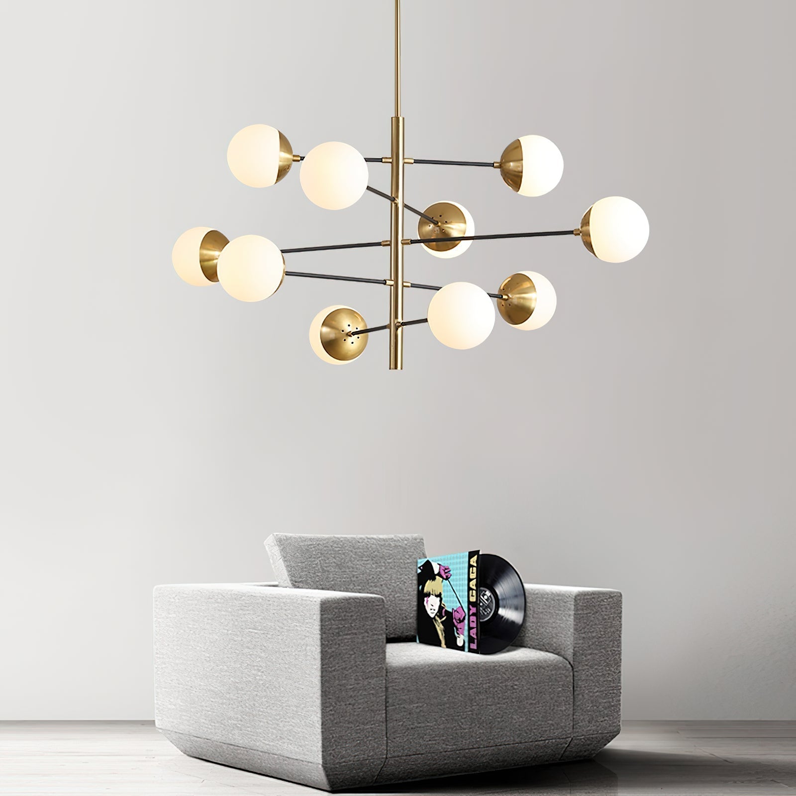 Ultra Chandelier Métal Laiton Verre Minimaliste Moderne - Neutralighting