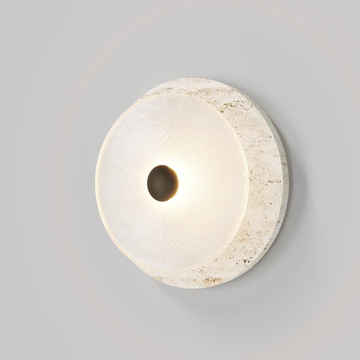 Ether Lampe Murale En Métal Argenté Et Travertin Minimaliste Moderne - Neutralighting