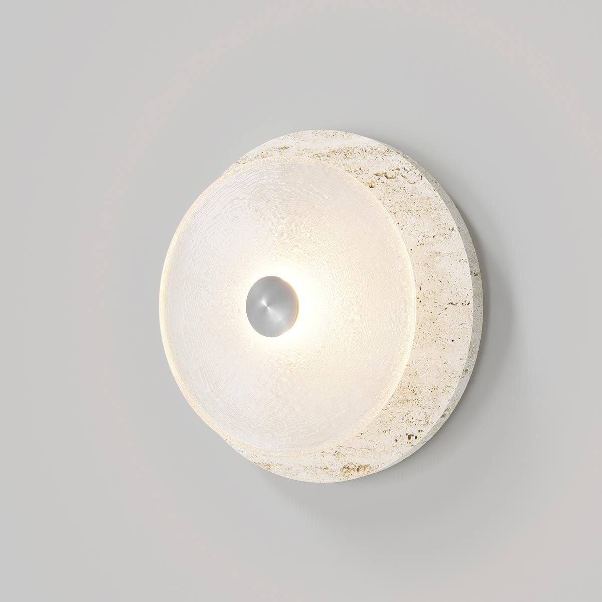 Ether Lampe Murale En Métal Argenté Et Travertin Minimaliste Moderne - Neutralighting