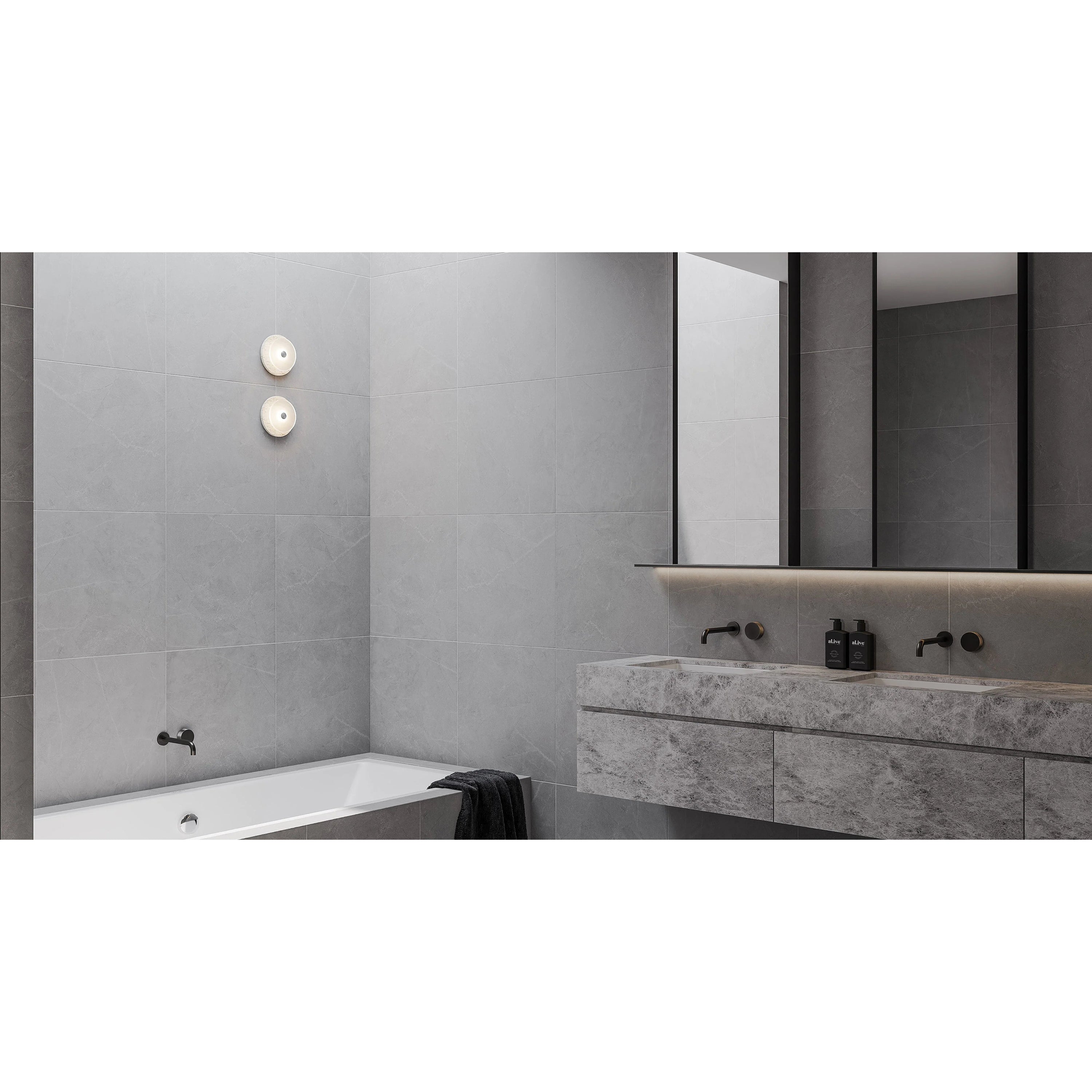 Ether Lampe Murale En Métal Argenté Et Travertin Minimaliste Moderne - Neutralighting