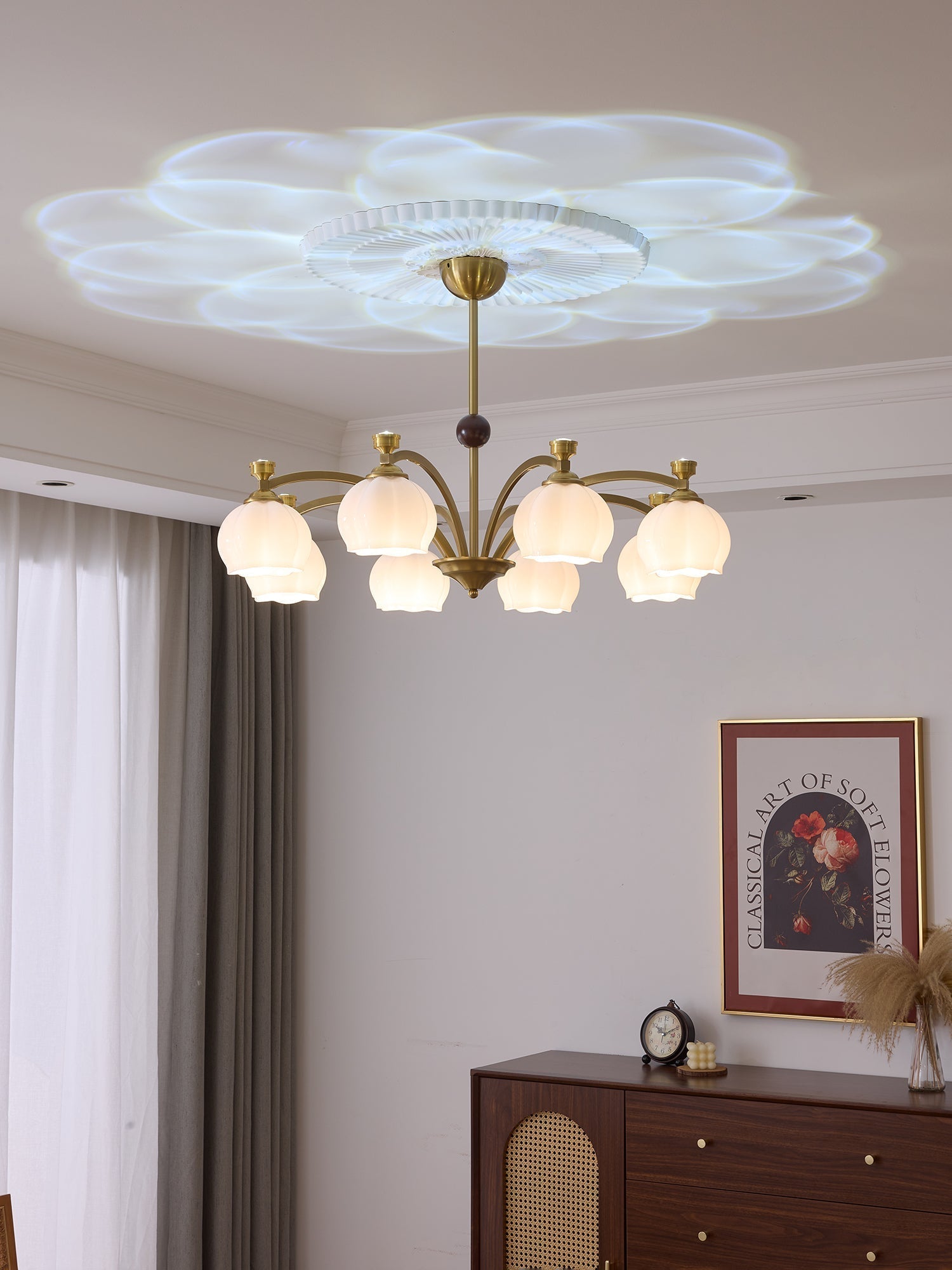 Alshaarae Chandelier Bois Verre Arc Premium Traditionnel - Neutralighting