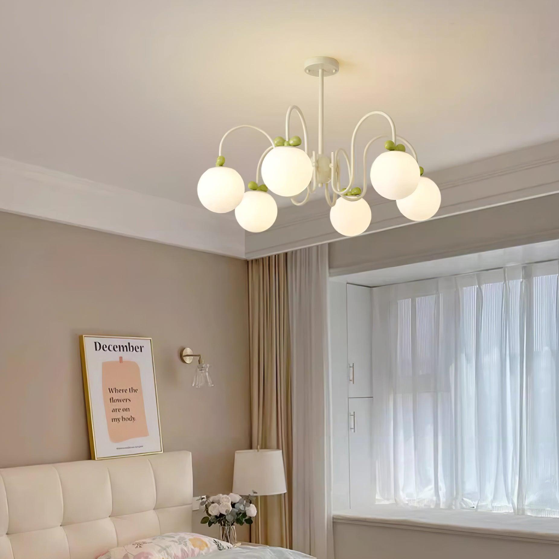 Cherry Lustre Globe Dépoli Branches Crème - Neutralighting