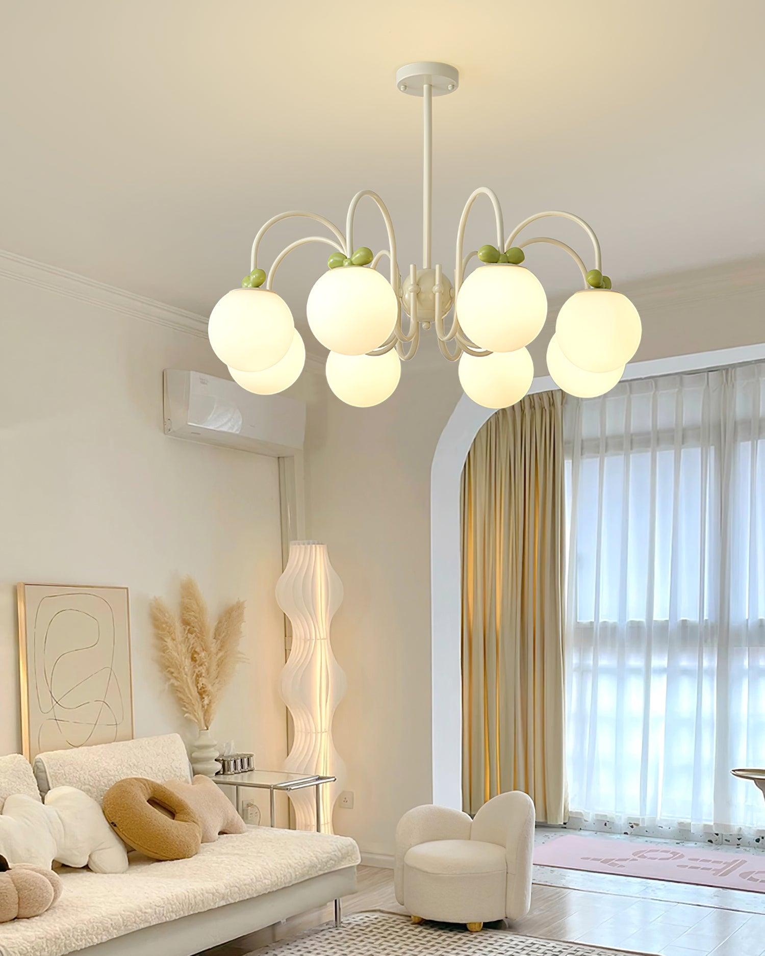 Cherry Lustre Globe Dépoli Branches Crème - Neutralighting