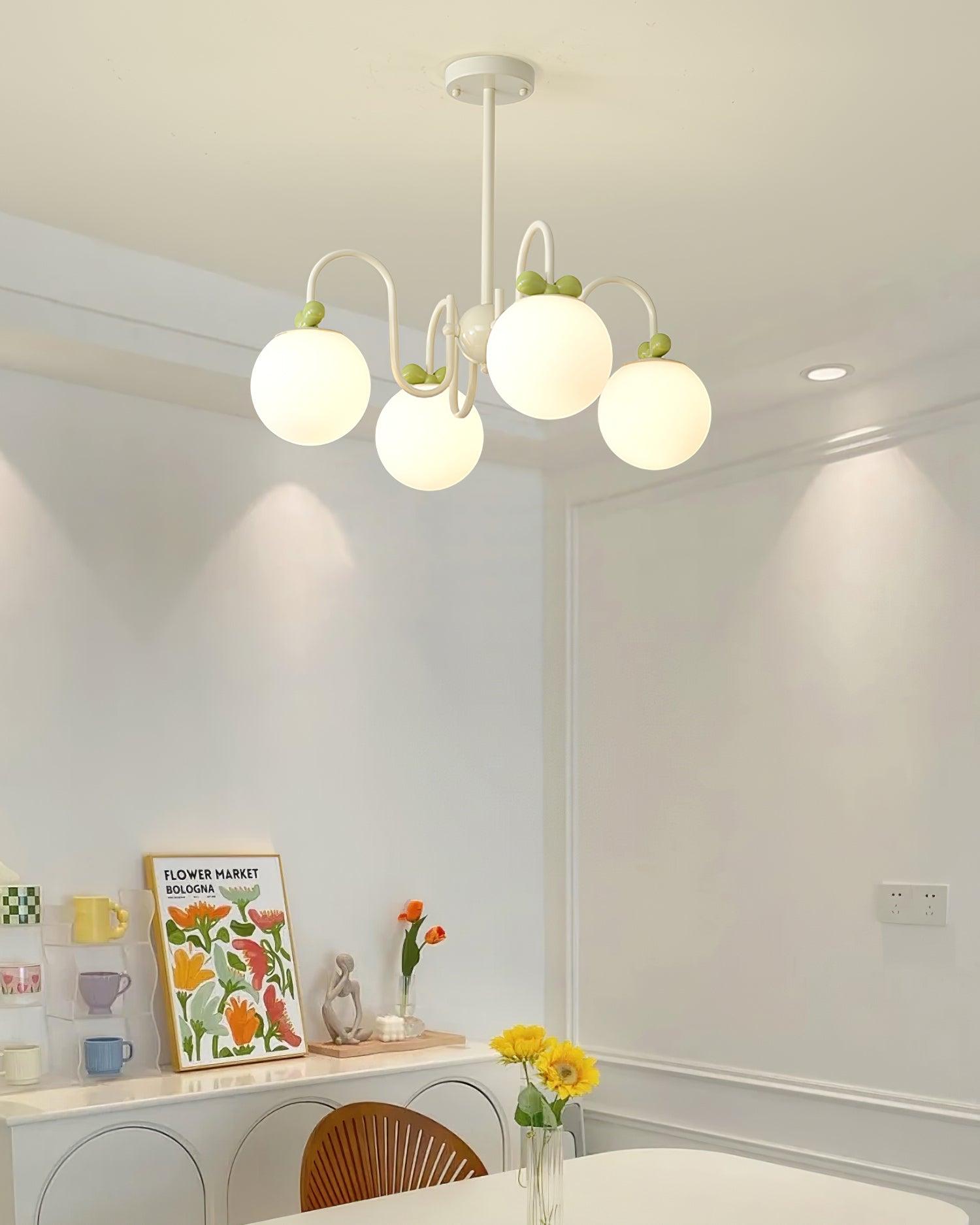 Cherry Lustre Globe Dépoli Branches Crème - Neutralighting