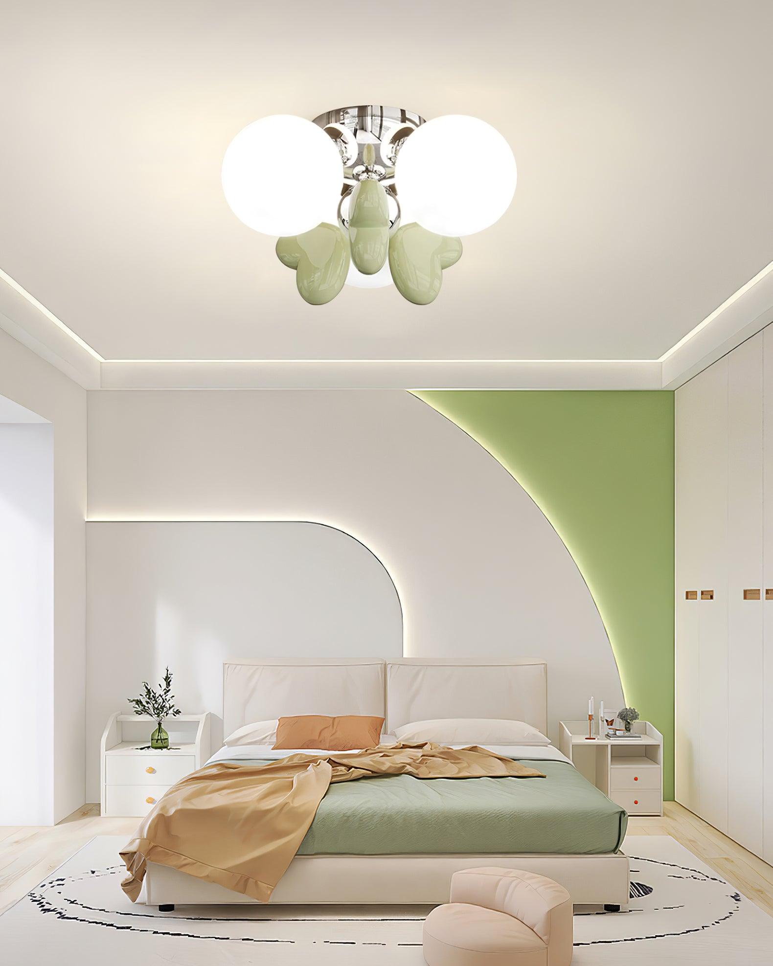 Nica Plafonnier Crème Globe Groupe Moderne Chambre - Neutralighting