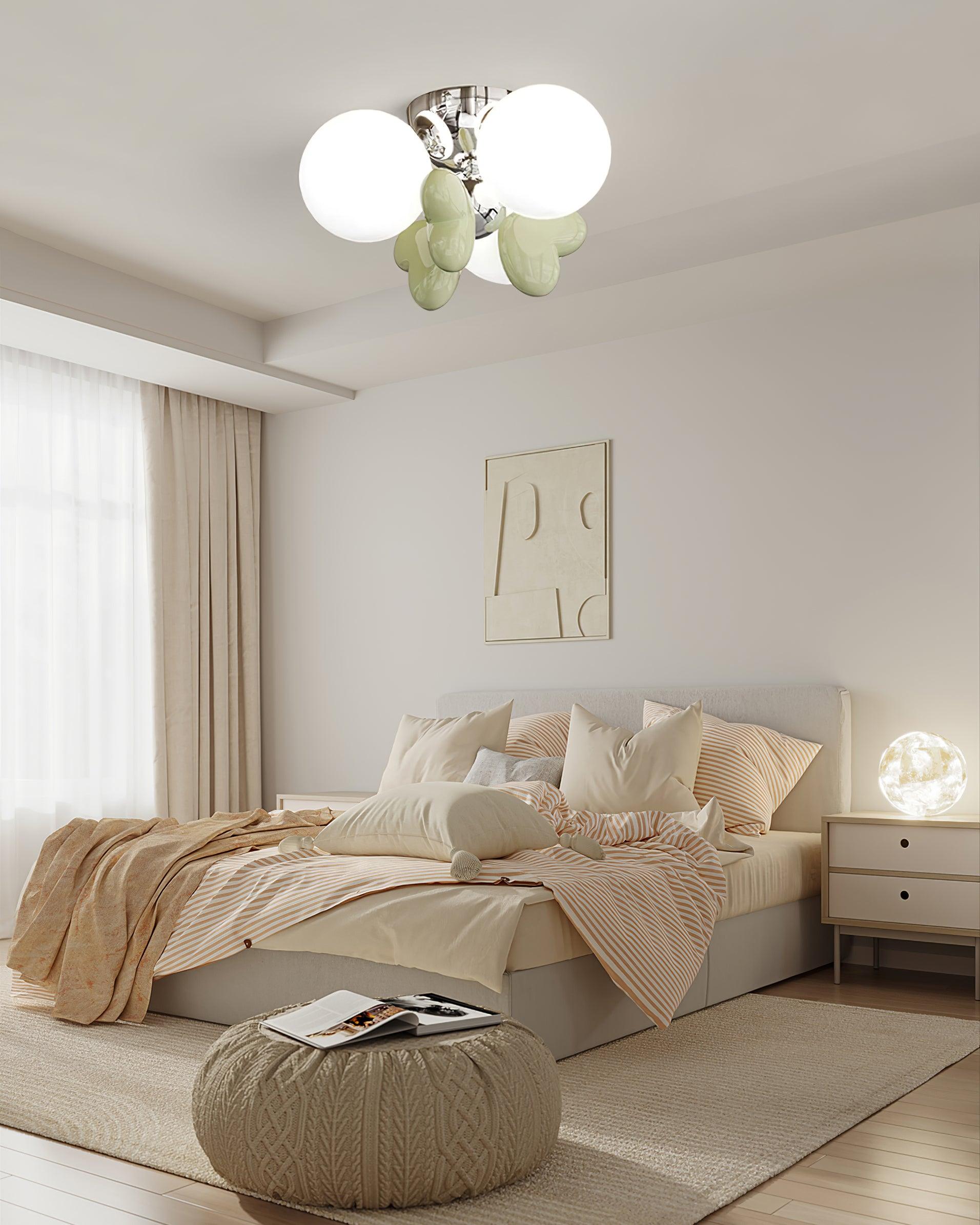 Nica Plafonnier Crème Globe Groupe Moderne Chambre - Neutralighting