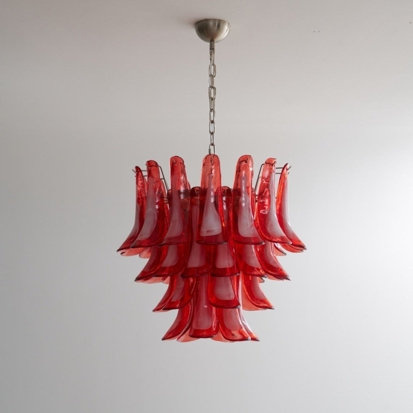 Aurora Chandelier Crimson Murano Glass Petals Layered Vintage - Letslighting